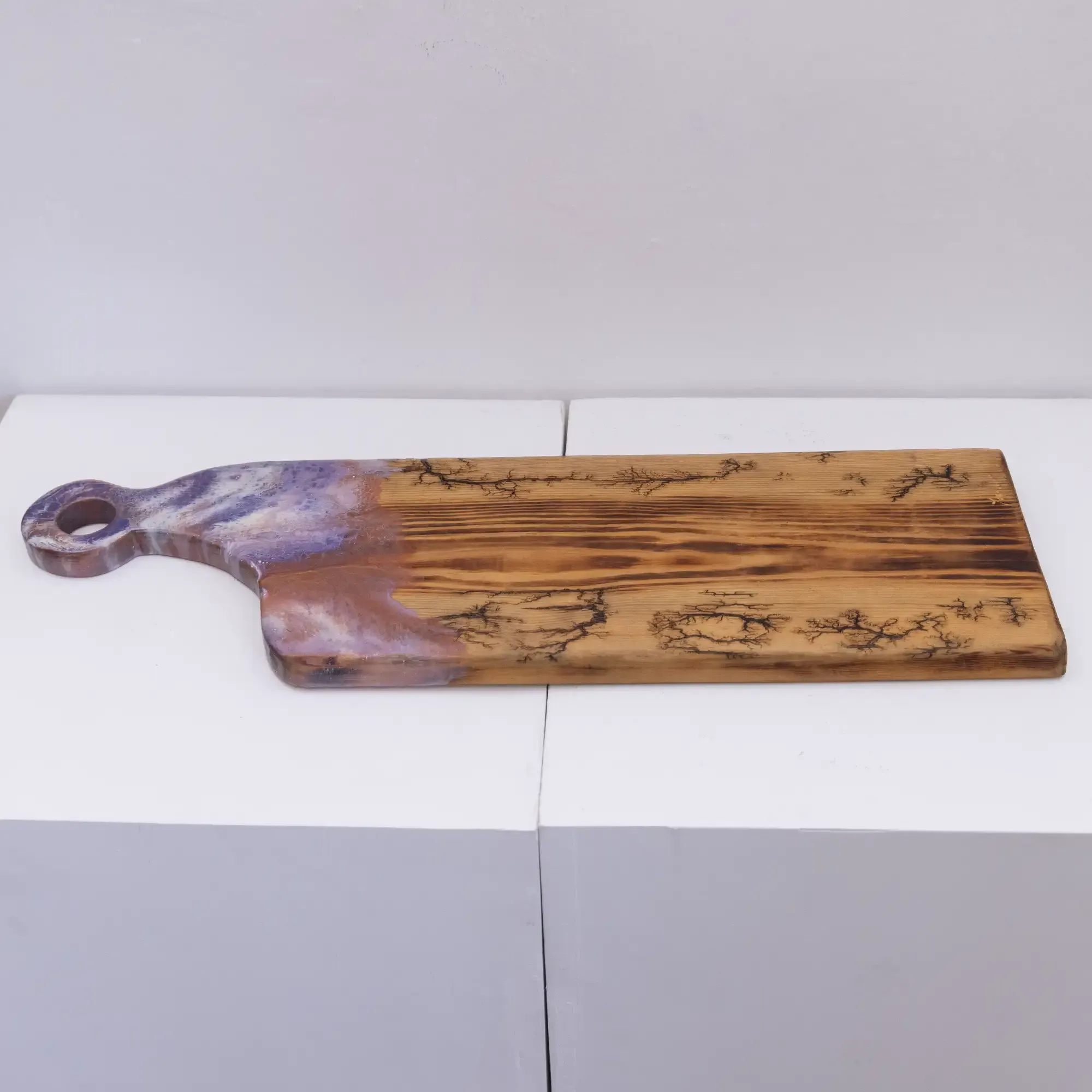 Handcrafted Long Engraved Wooden Serving Board with Artisan Details