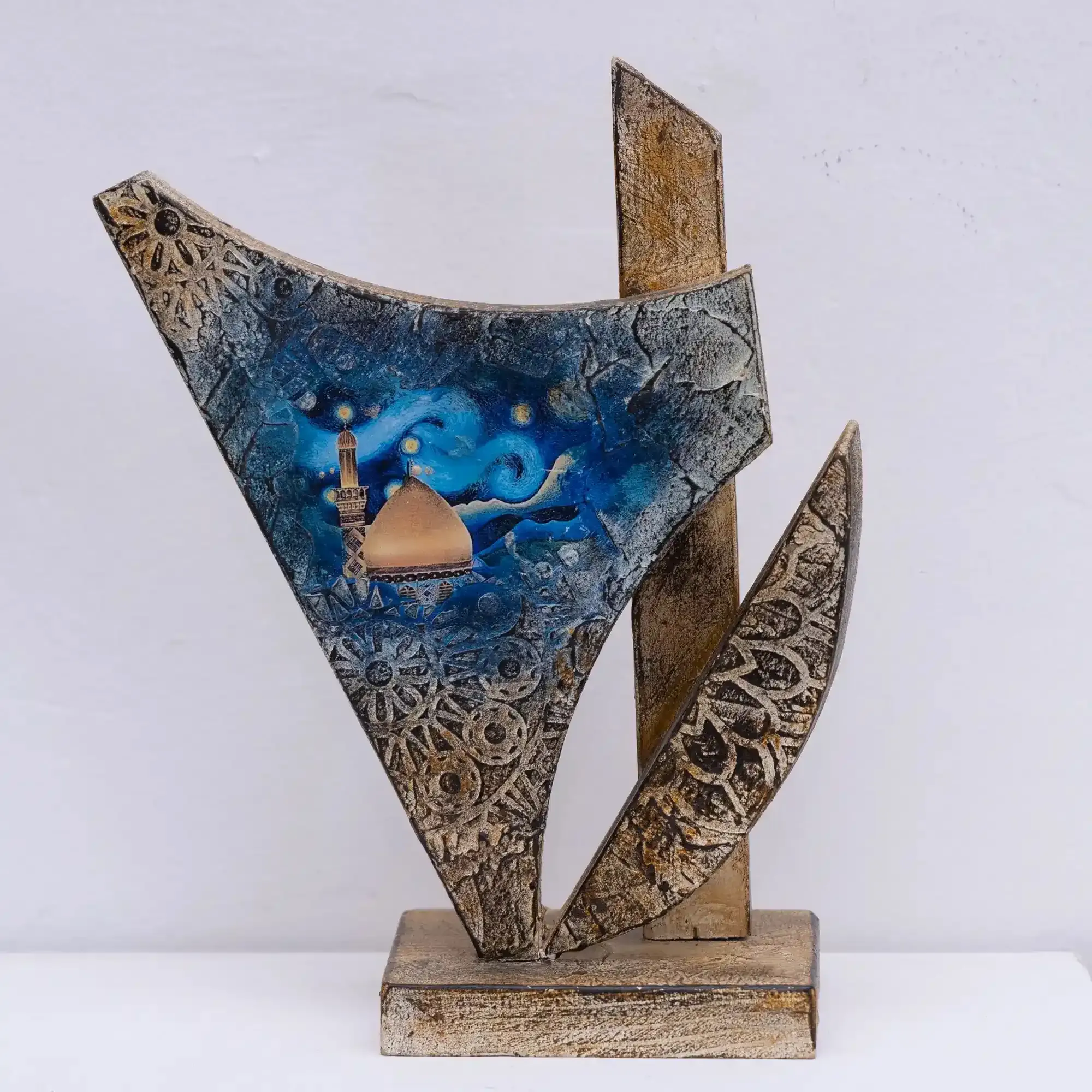Handmade Blue Abstract Table Decor with Artisan Details