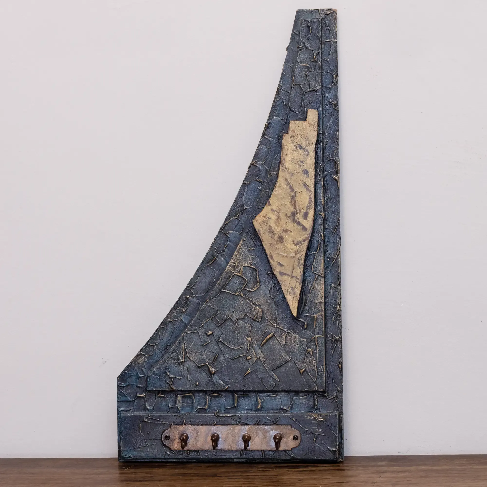 Handmade Triangular Blue Design Decorative Wall Key Holder