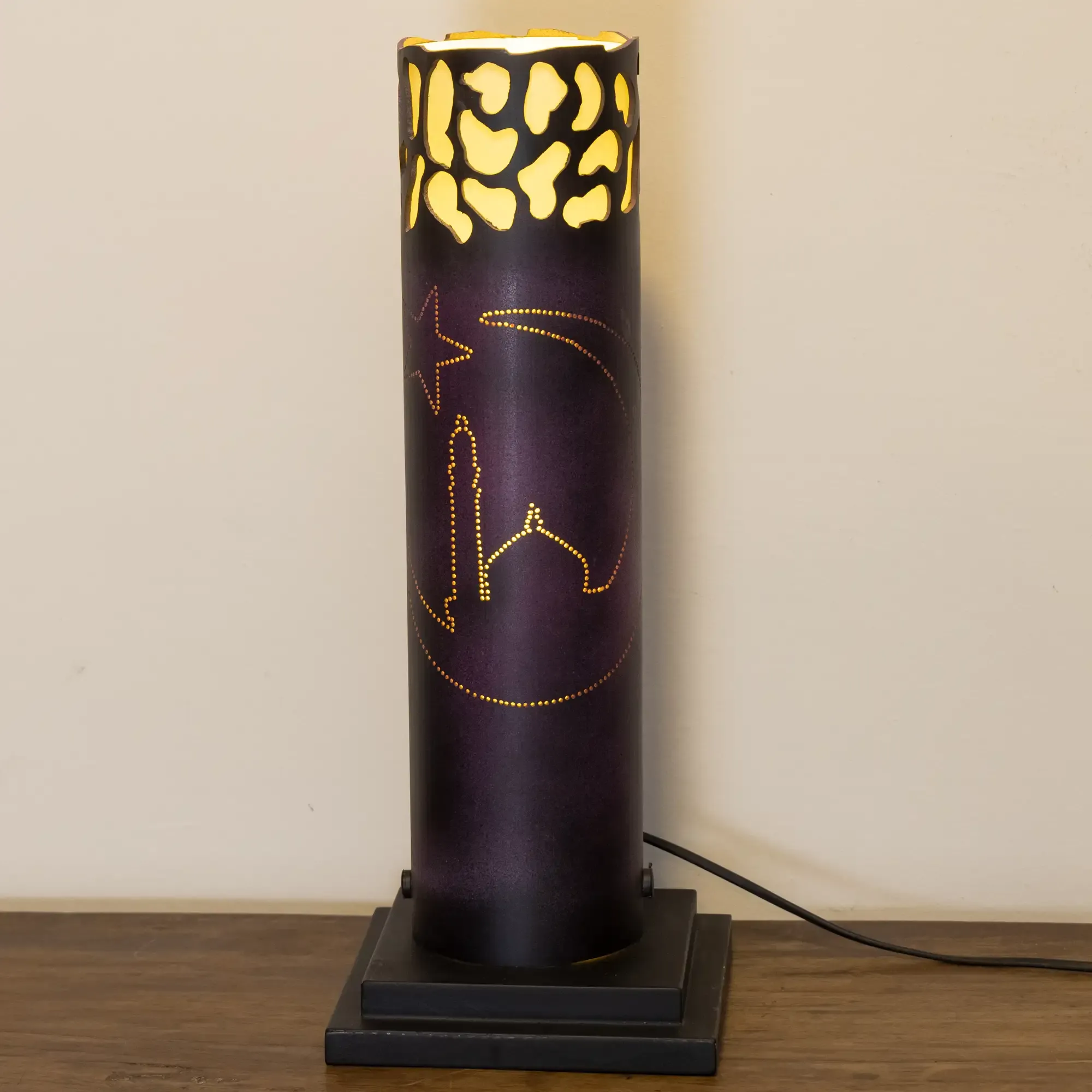 Purple Acrylic Table Lamp with Ramadan Crescent and Warm Light