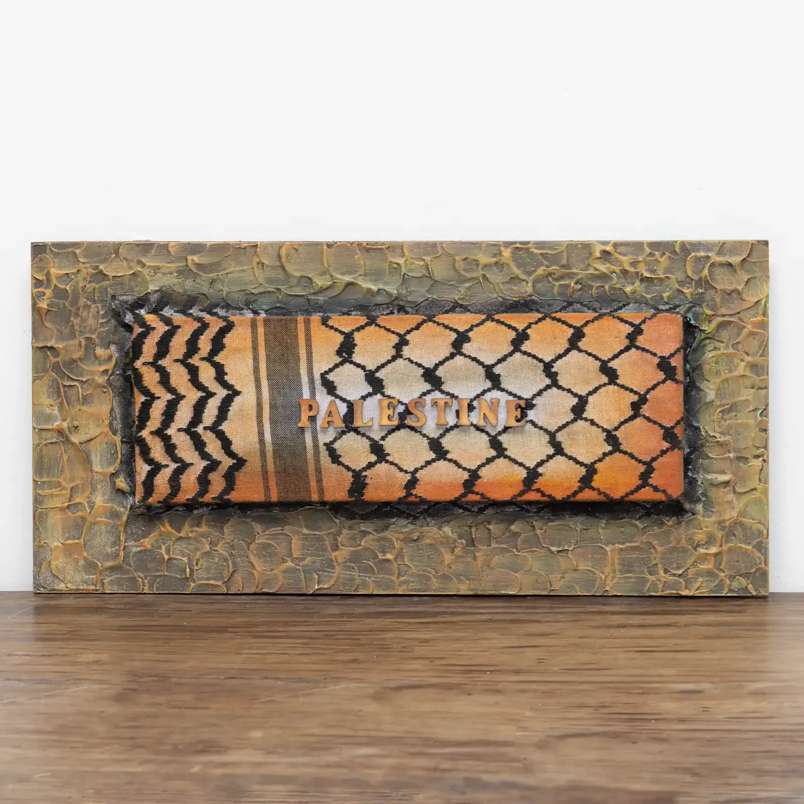Artisan Palestine Lettering and Keffiyeh Panel Wall-Mounted Key Holder