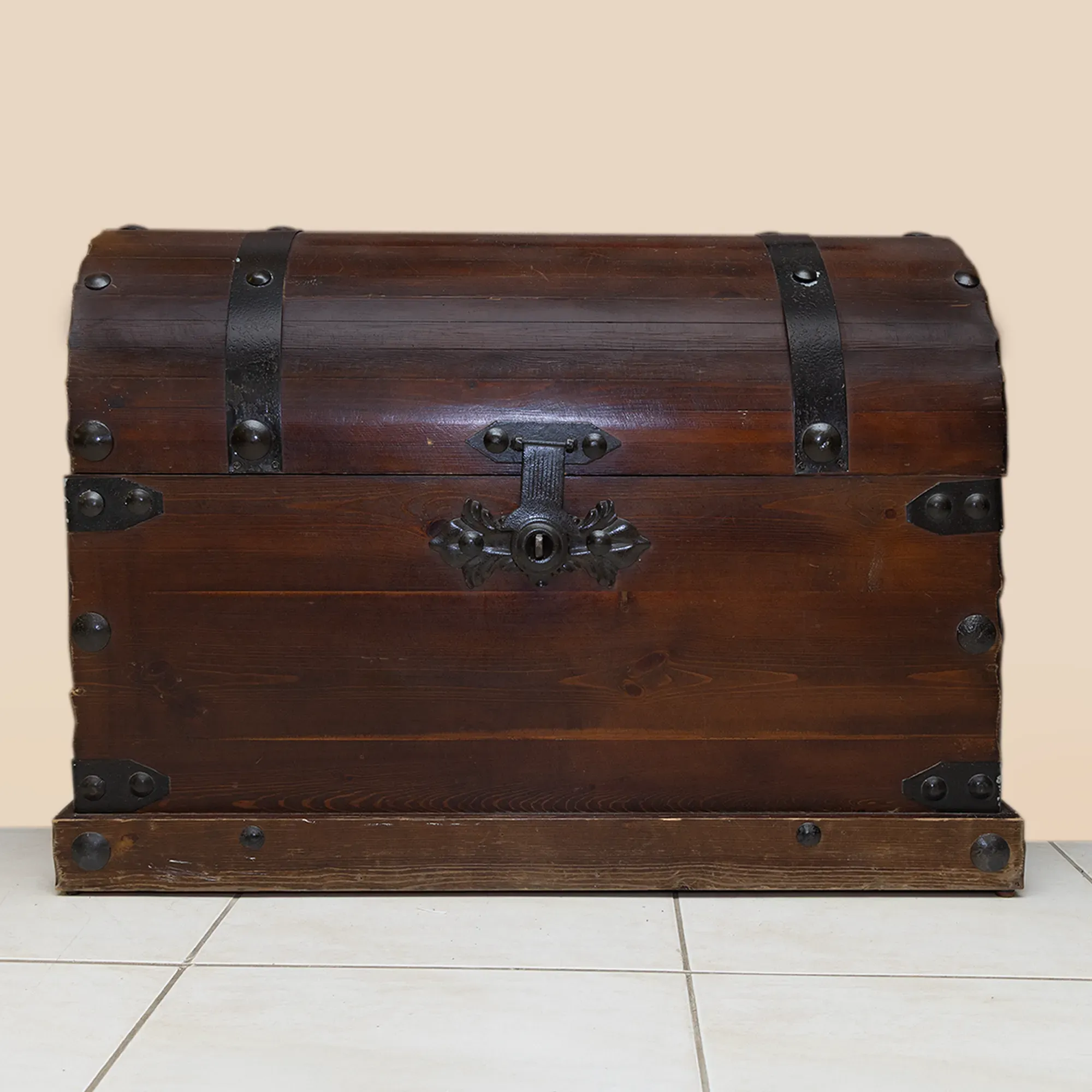 Handcrafted Heritage Treasure Chest with Rustic Artisan Wood Details