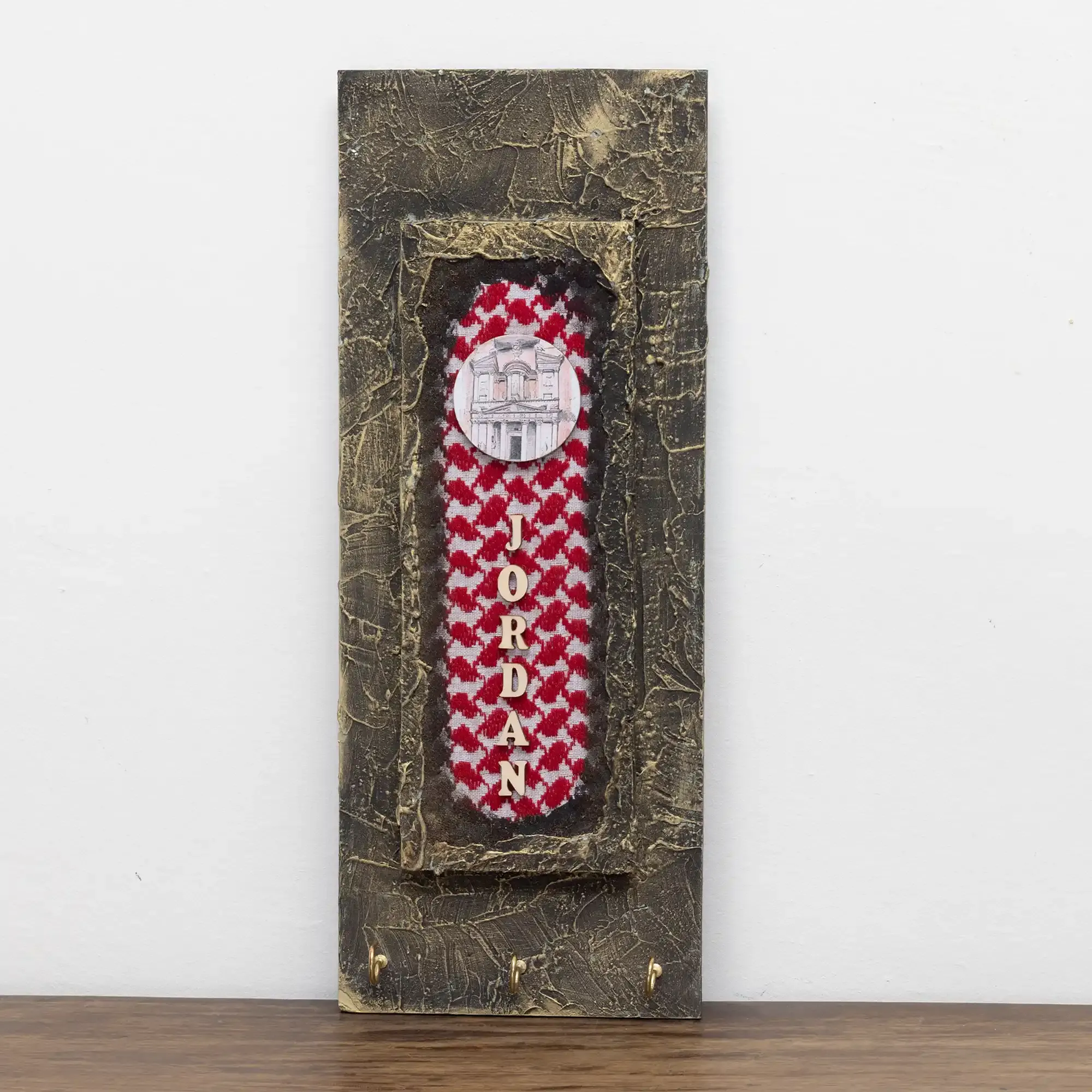 Handcrafted Jordan Flag Heritage Panel Decorative Wall Key Holder