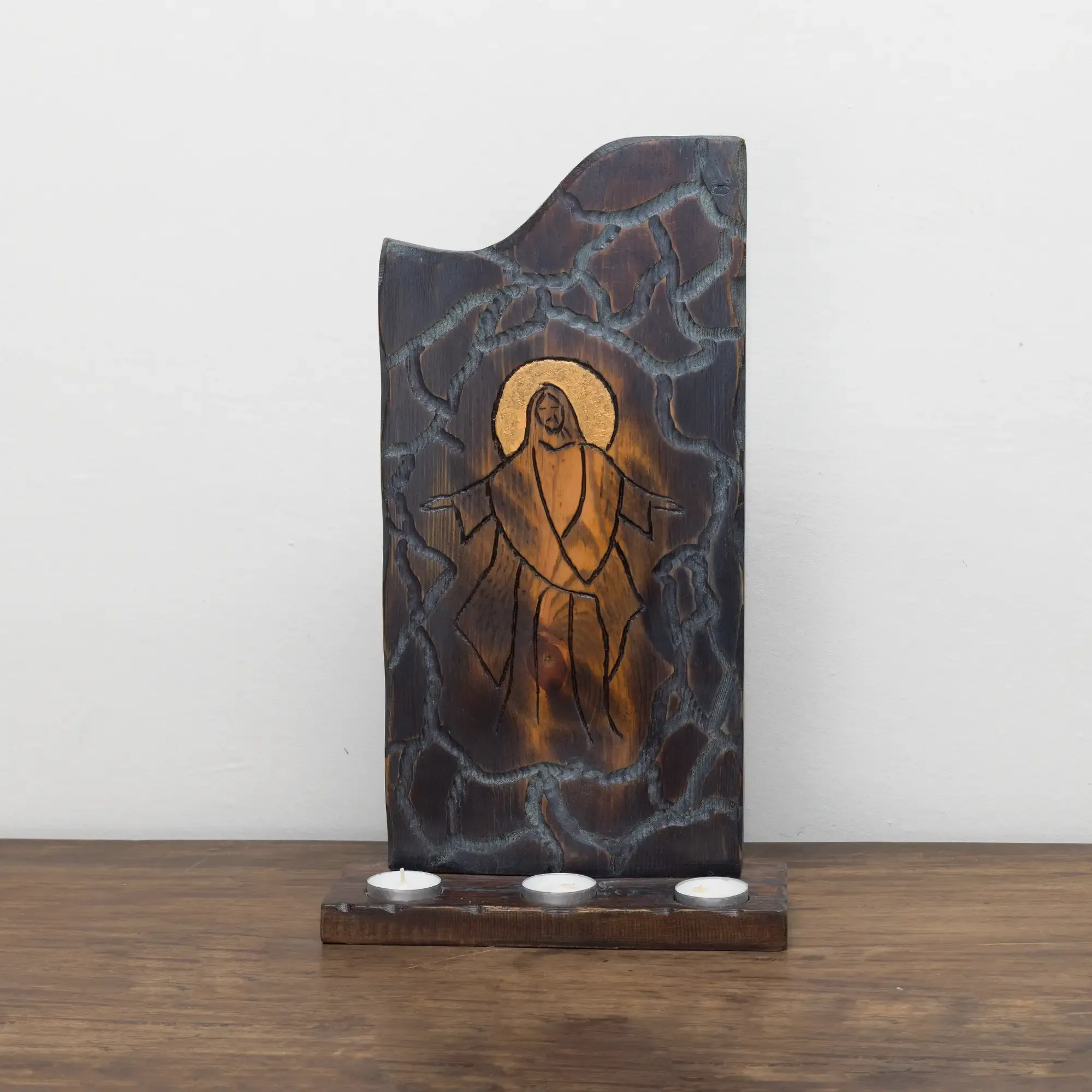 Handcrafted Jesus Figure Candle Holder with Artisan Details