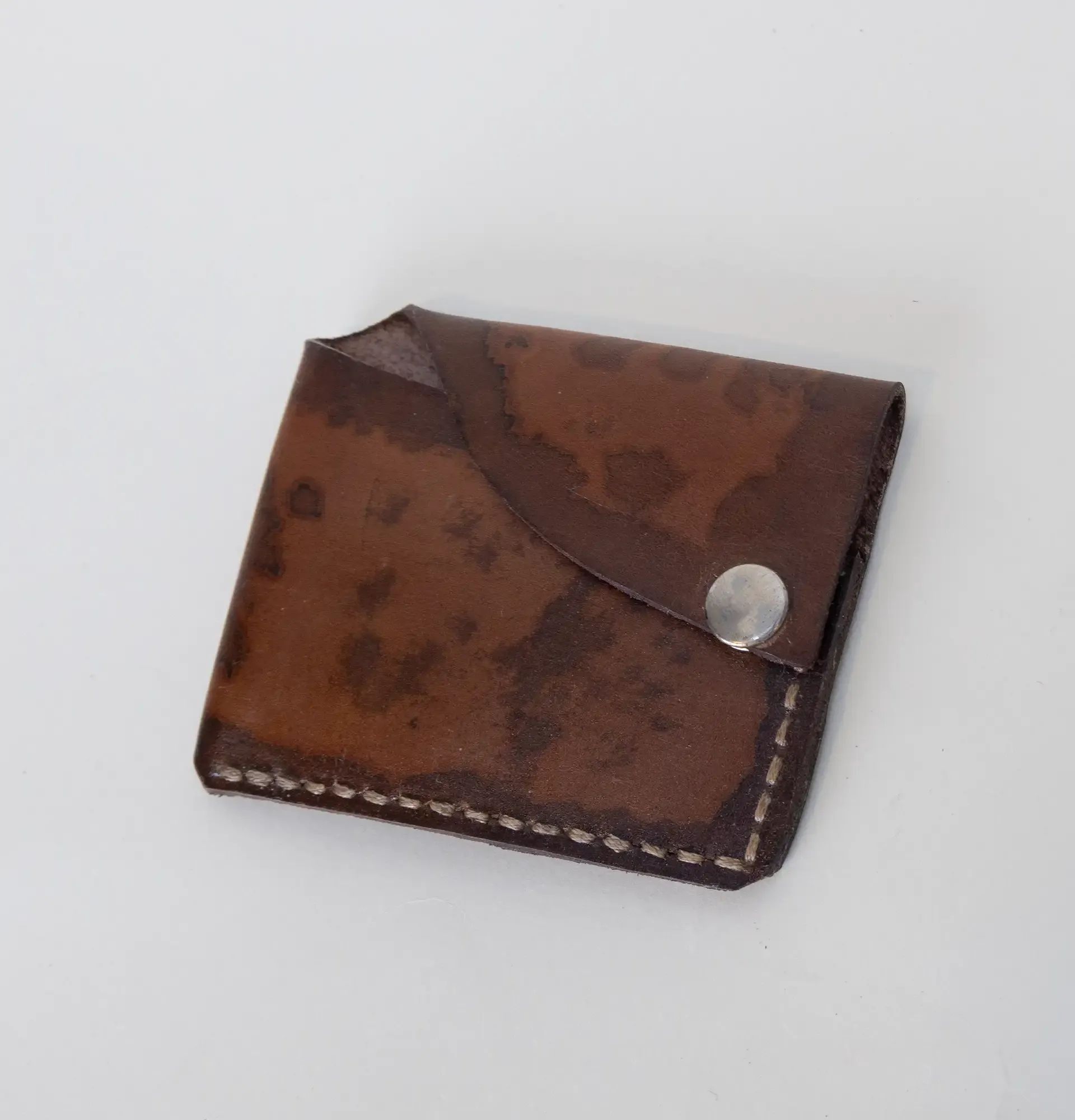 Artisan-Made Distressed Brown Snap Wallet with Hand-Finished Details