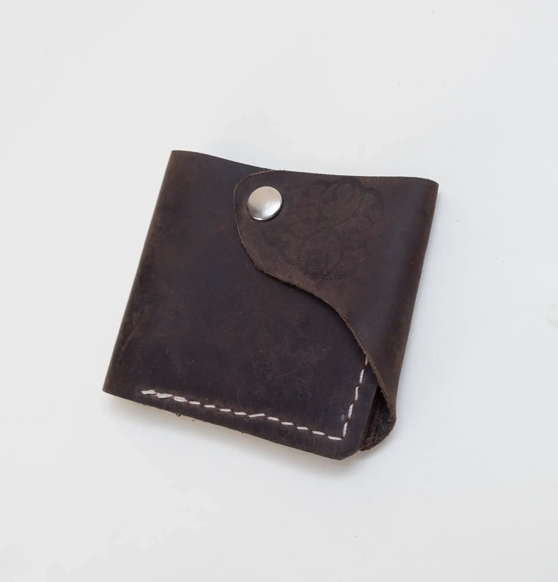 Artisan-Made Dark Brown Angled-Flap Wallet with Hand-Finished Details