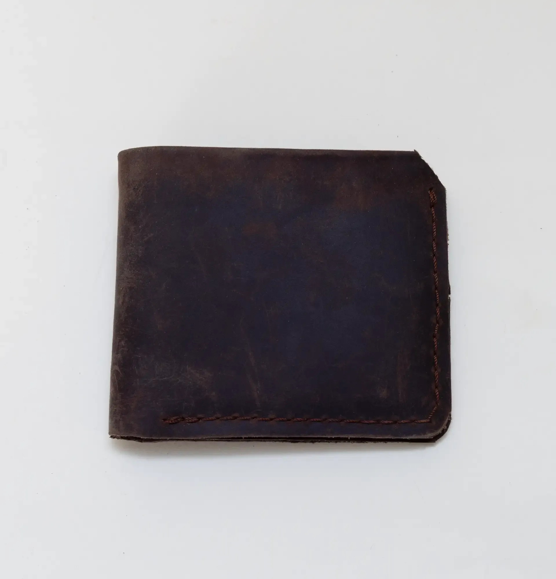 Handcrafted Dark Brown Classic Bifold Wallet with Artisan Character