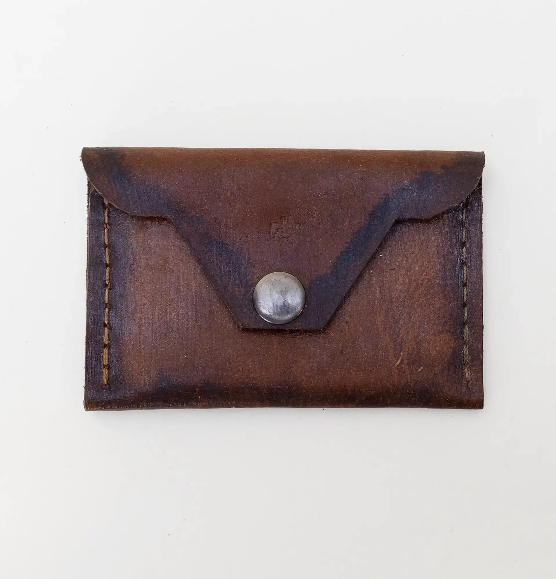 Artisan-Made Brown Envelope Card Wallet with Hand-Finished Details