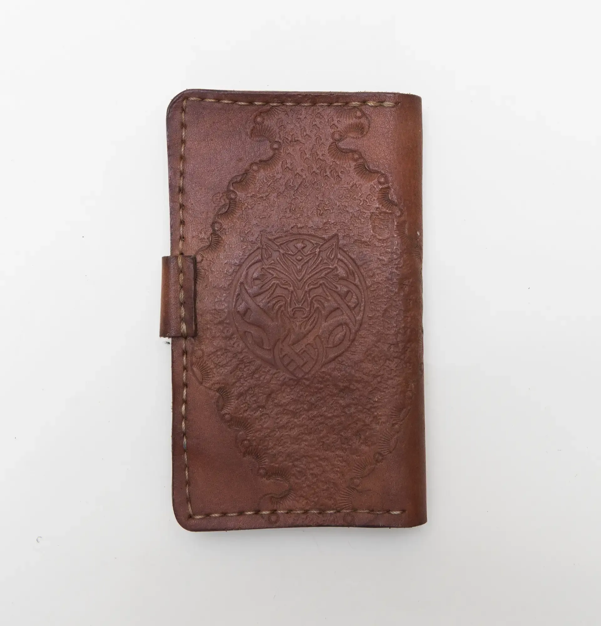 Artisan-Made Tall Embossed Biker Wallet with Hand-Finished Details