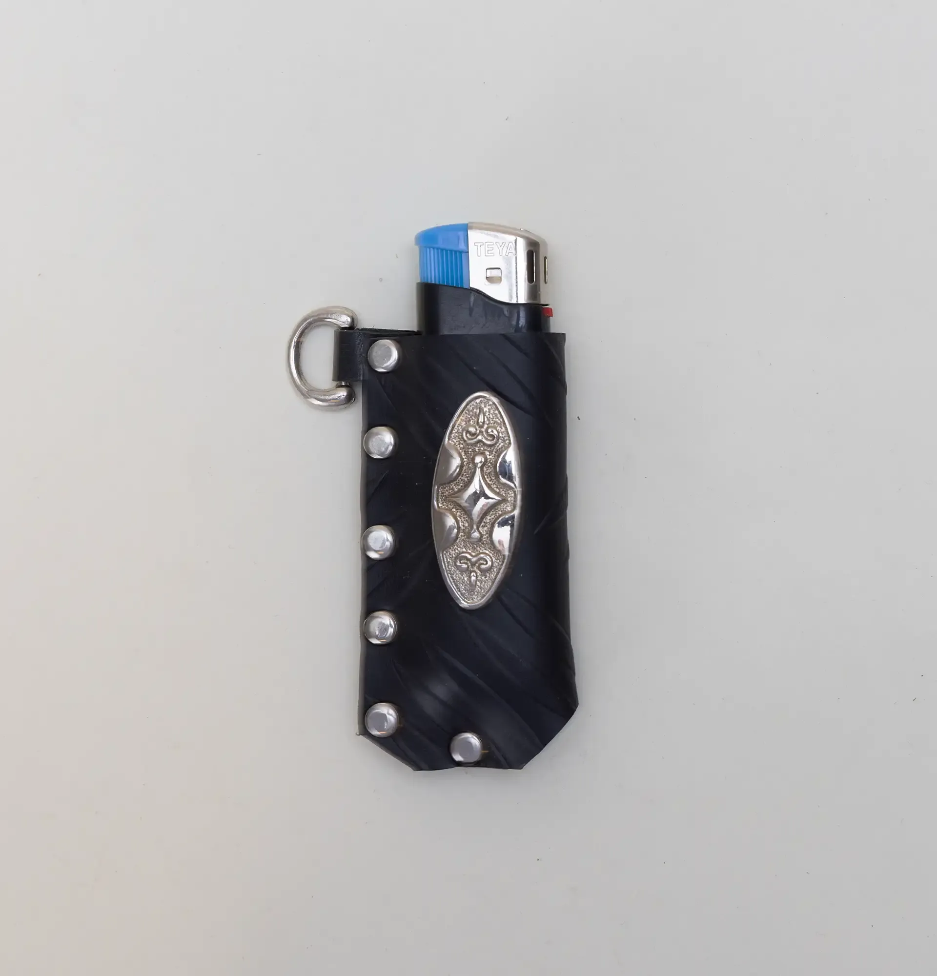 Artisan-Made Black Studded Lighter Case with Hand-Finished Details