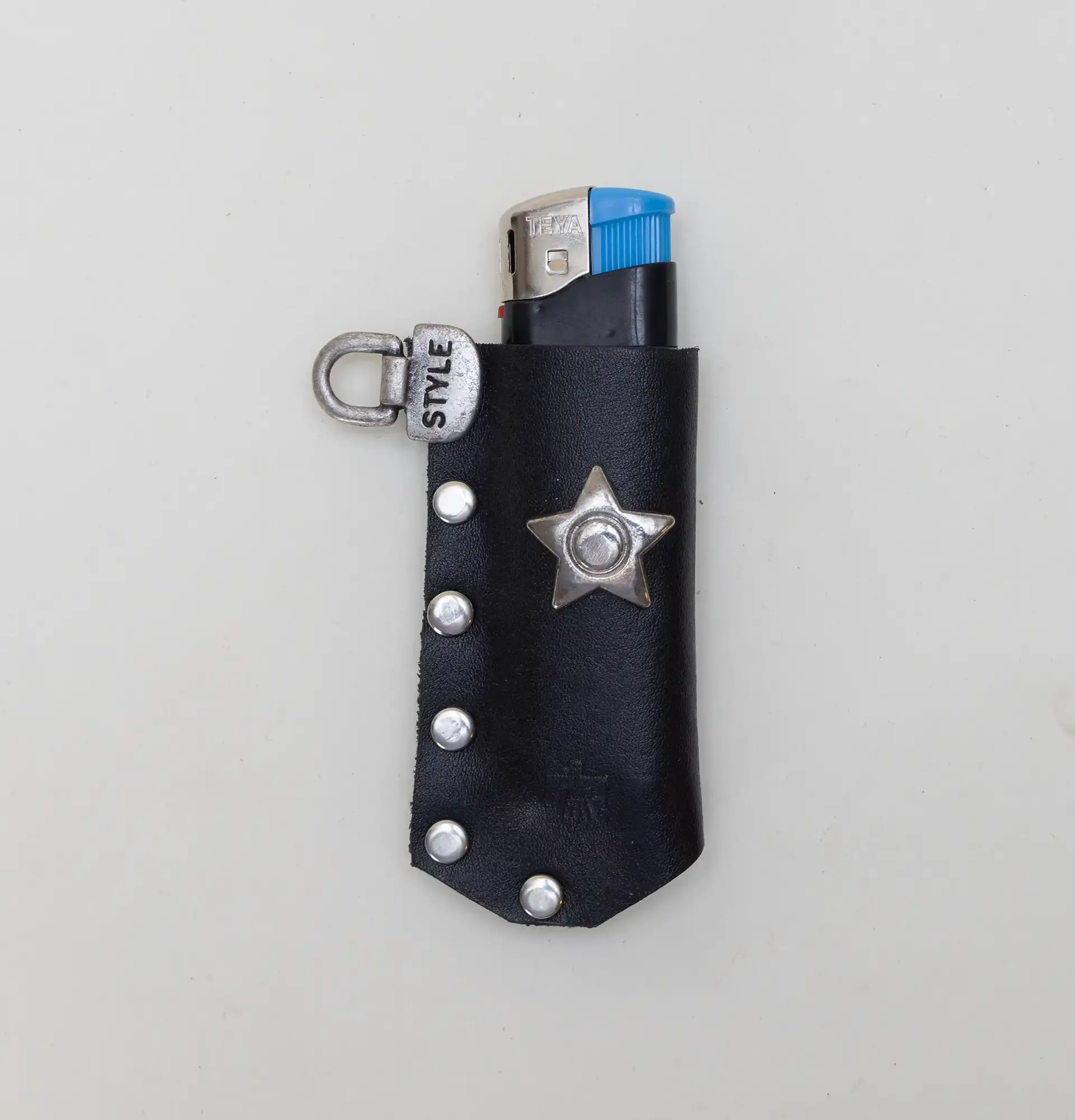 Handcrafted Black Star Studded Lighter Case with Artisan Character