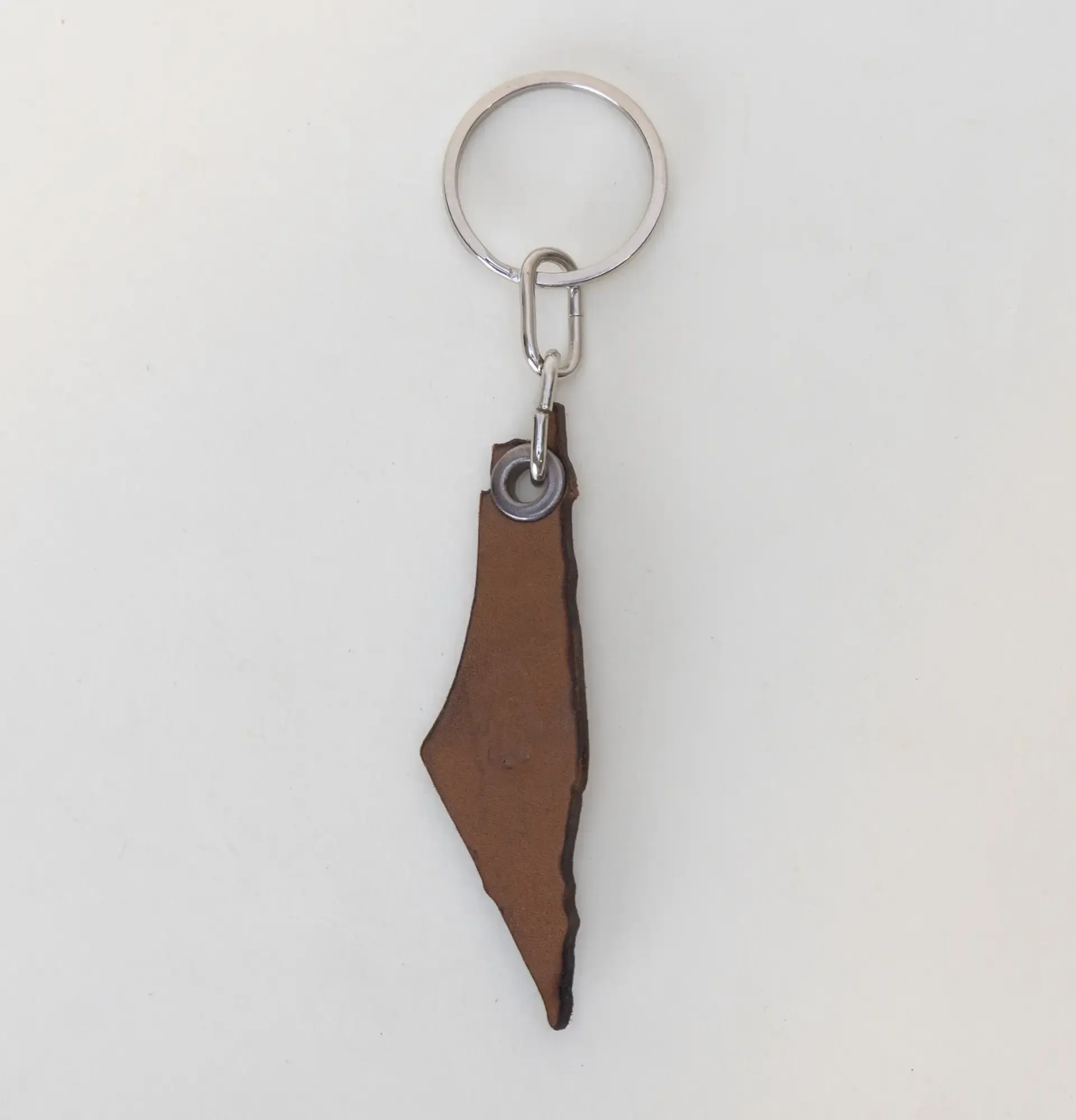 Handmade Natural Leather Keychain with Palestine Map Silhouette