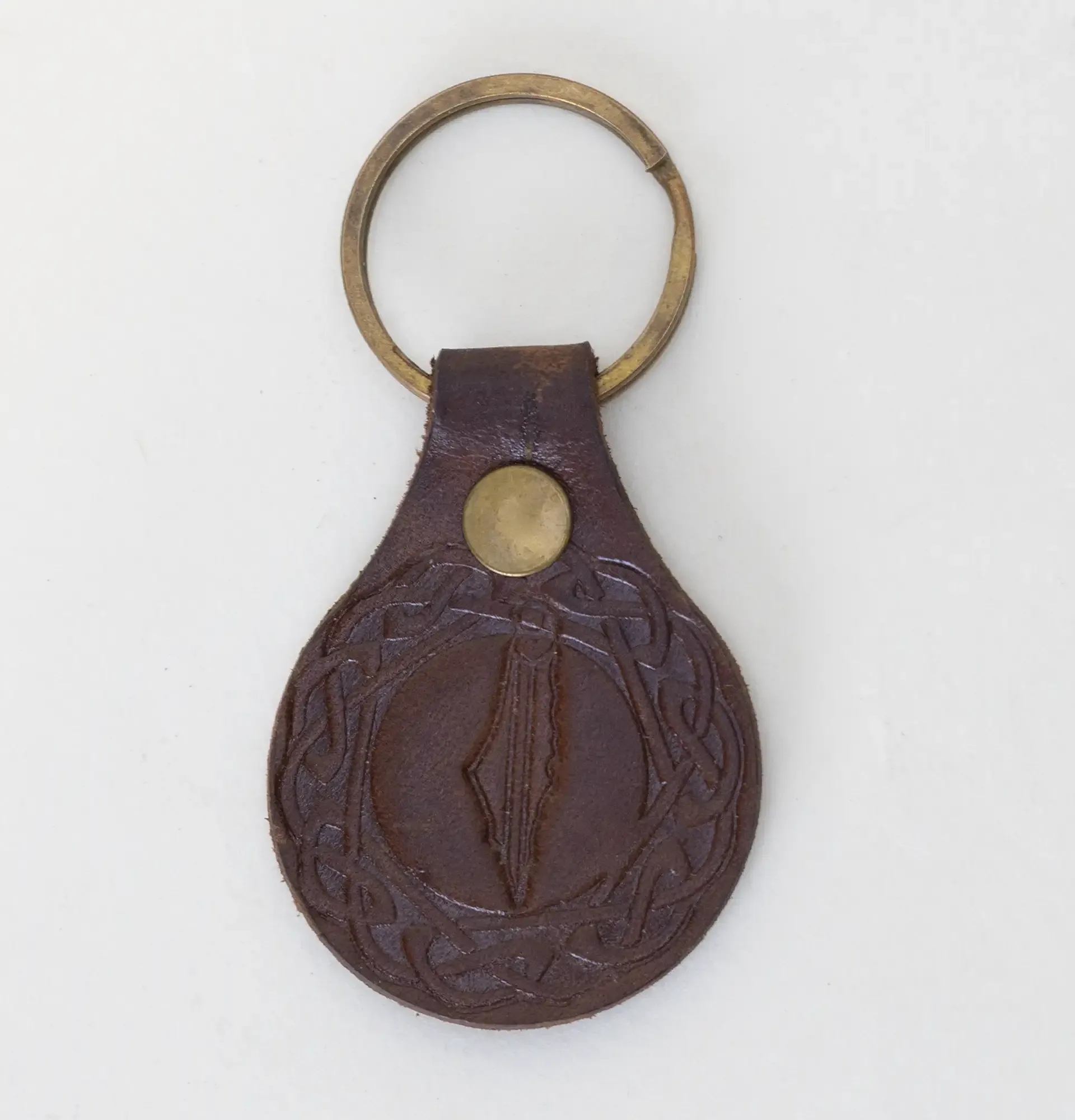 Handcrafted Leather Keychain with Dark Engraved Palestine Map