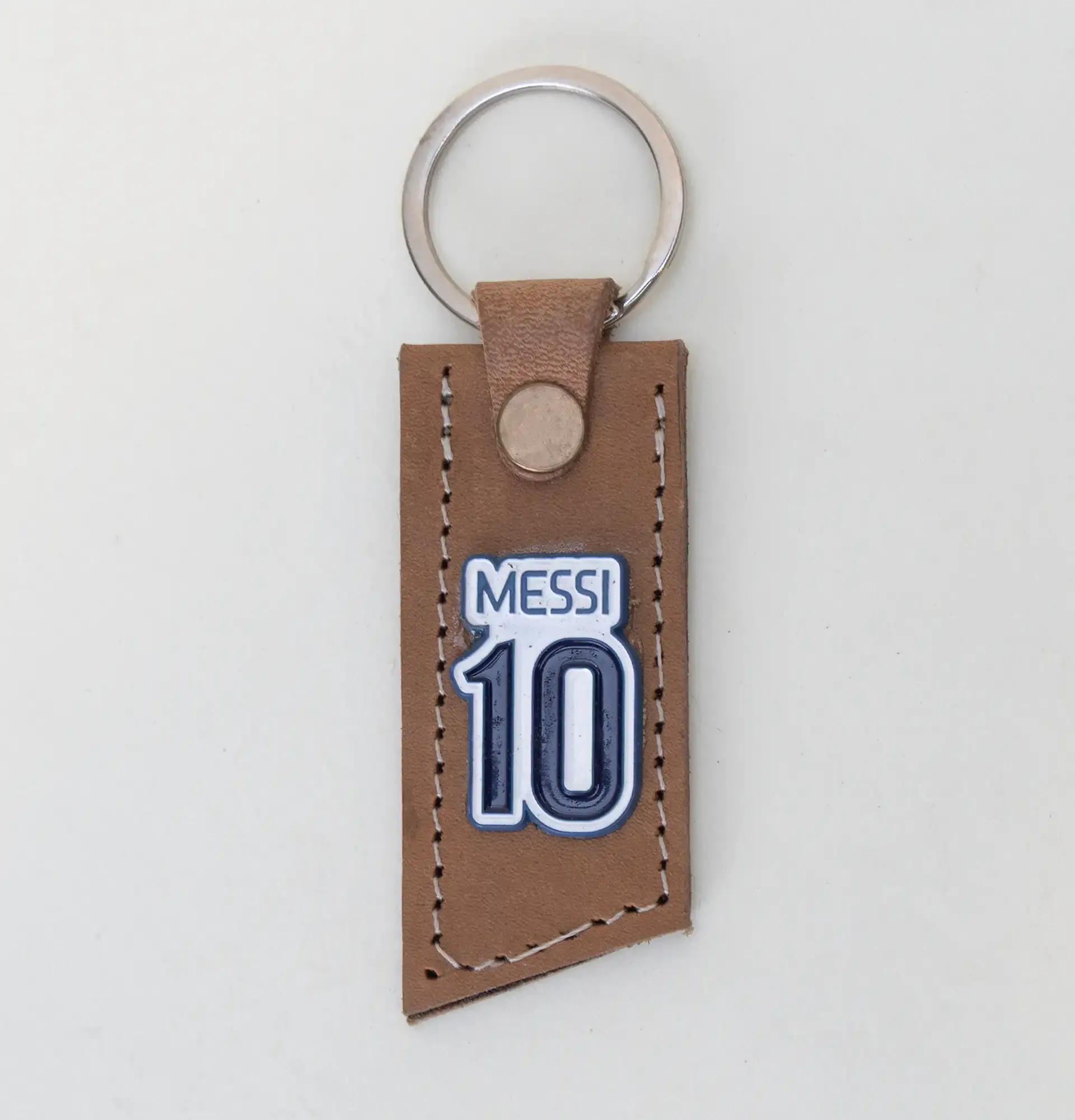 Handmade Leather Keychain with Messi Number 10 Football Jersey