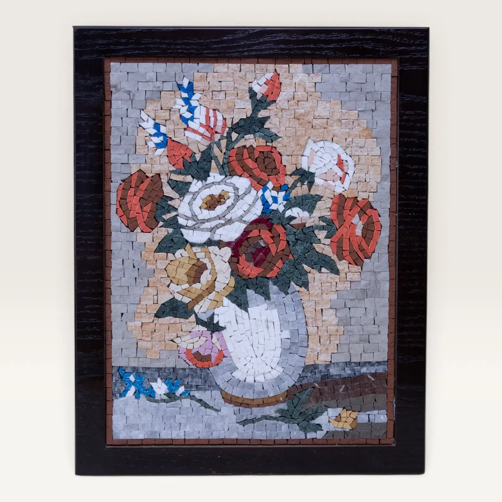 Handmade Colorful Flower Vase Stone Mosaic Wall Art