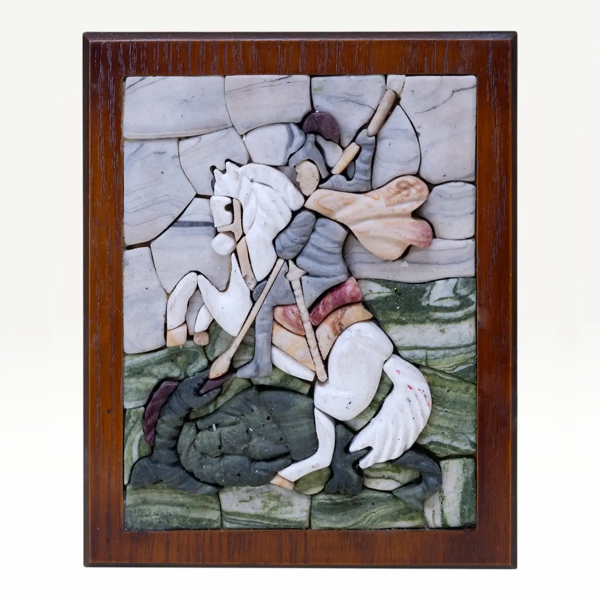 Handmade Al-Khader on Horseback Stone Mosaic Wall Art