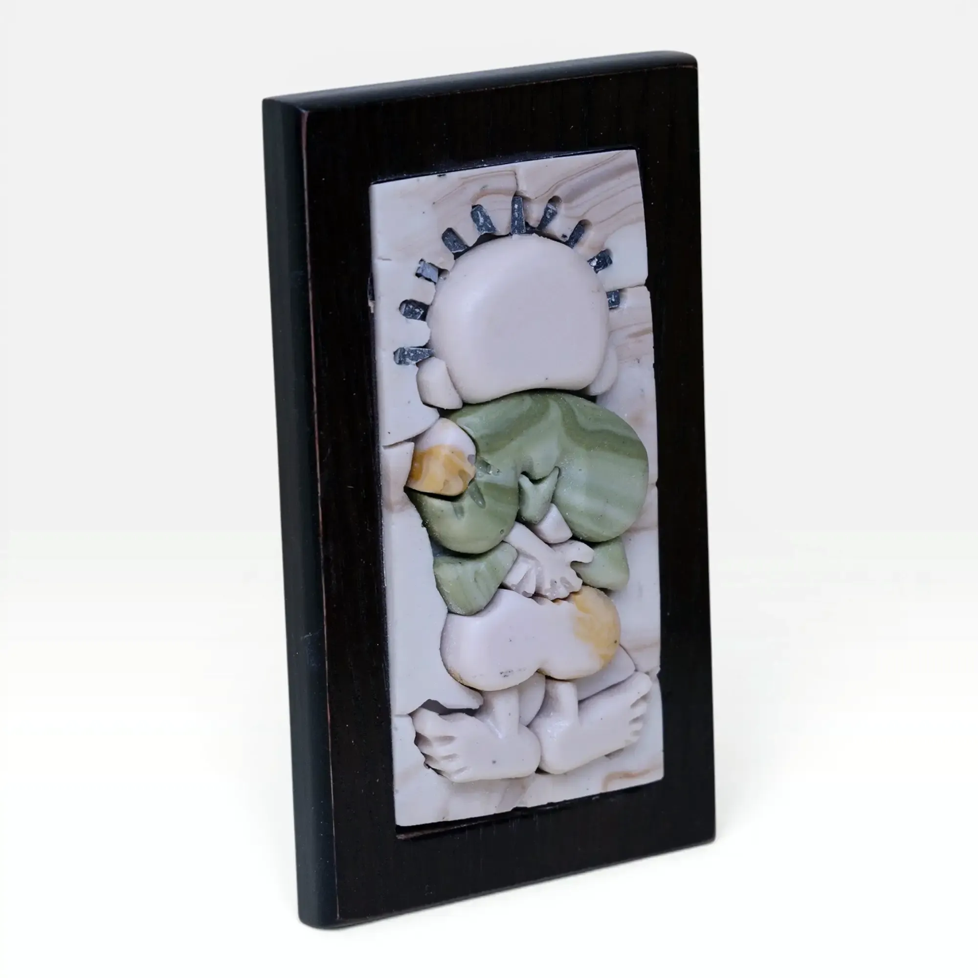 Handala-Inspired Green Stone Mosaic Wall Art