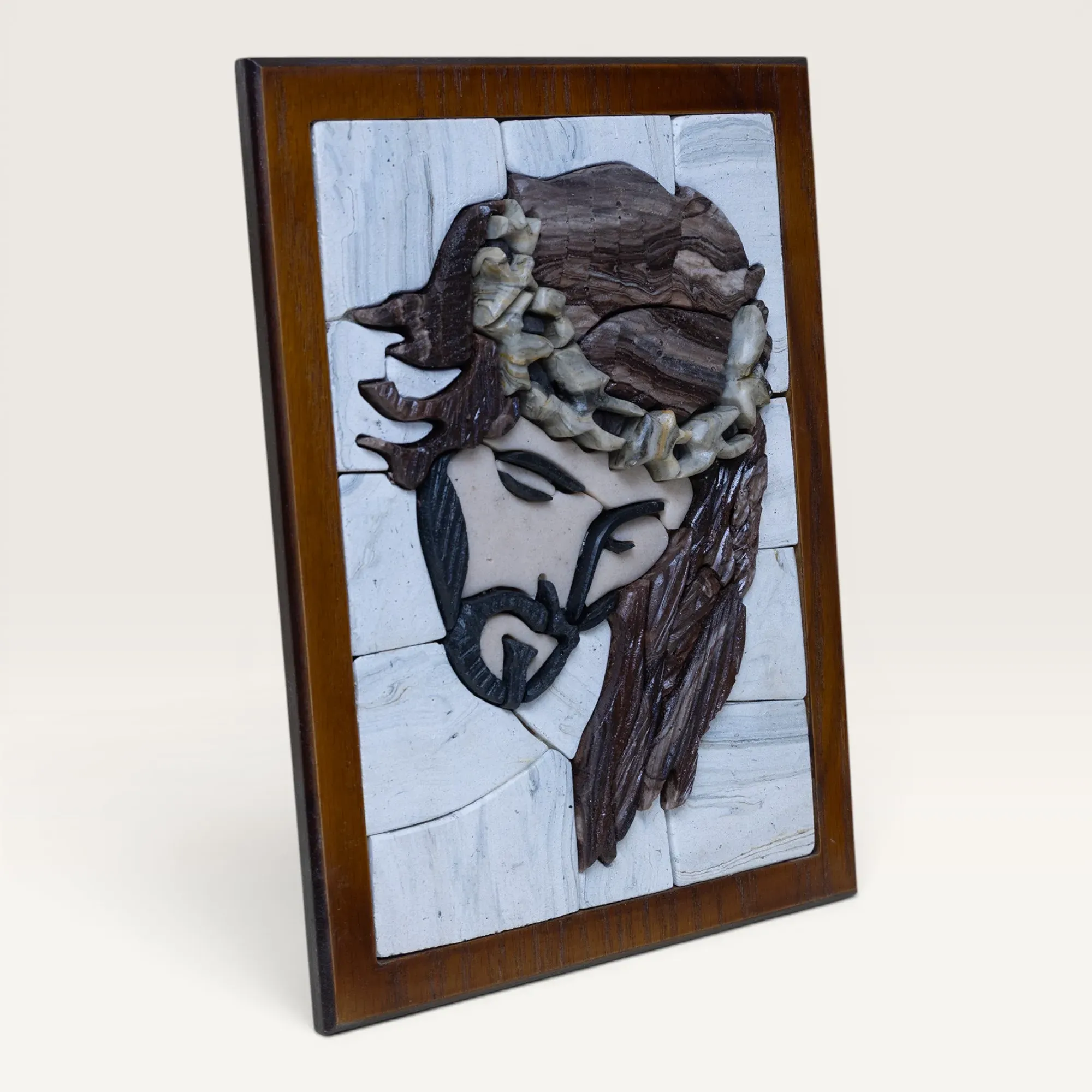 Handmade Christ Portrait Stone Mosaic Wall Art