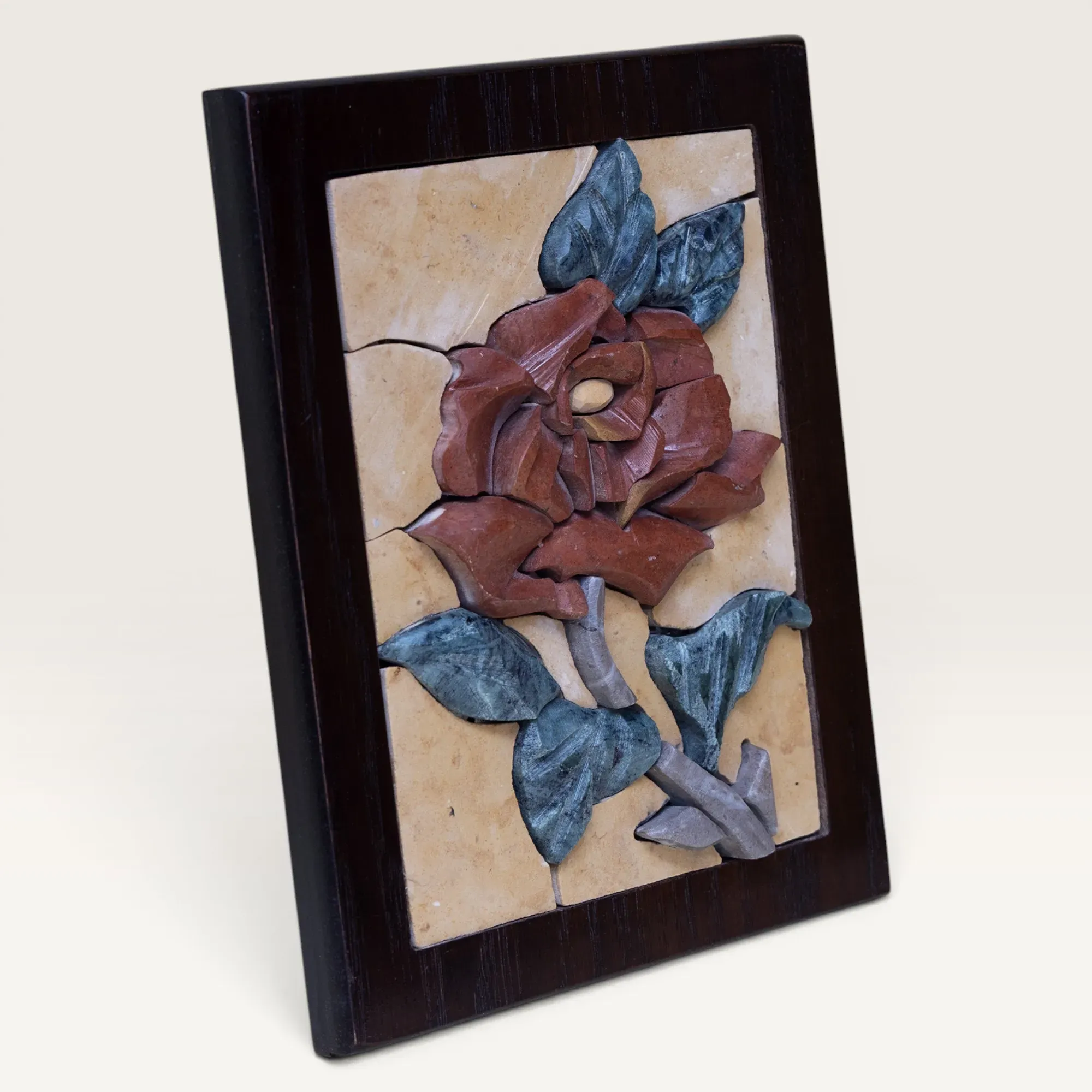 Handmade Rustic Rose Stone Mosaic Wall Art