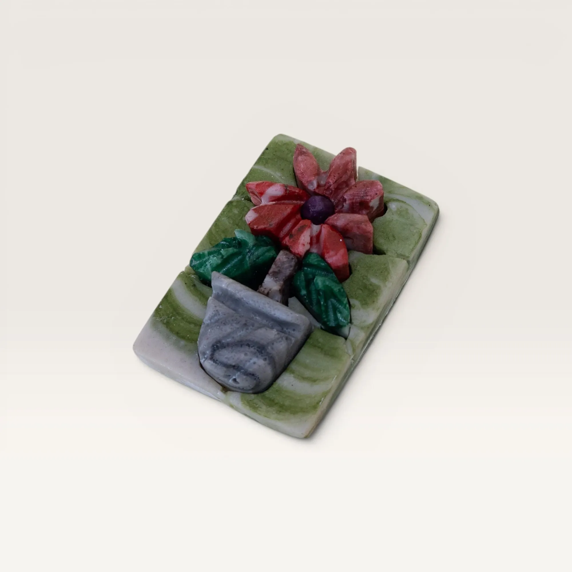 Handmade Potted Flower Stone Mosaic Refrigerator Magnet