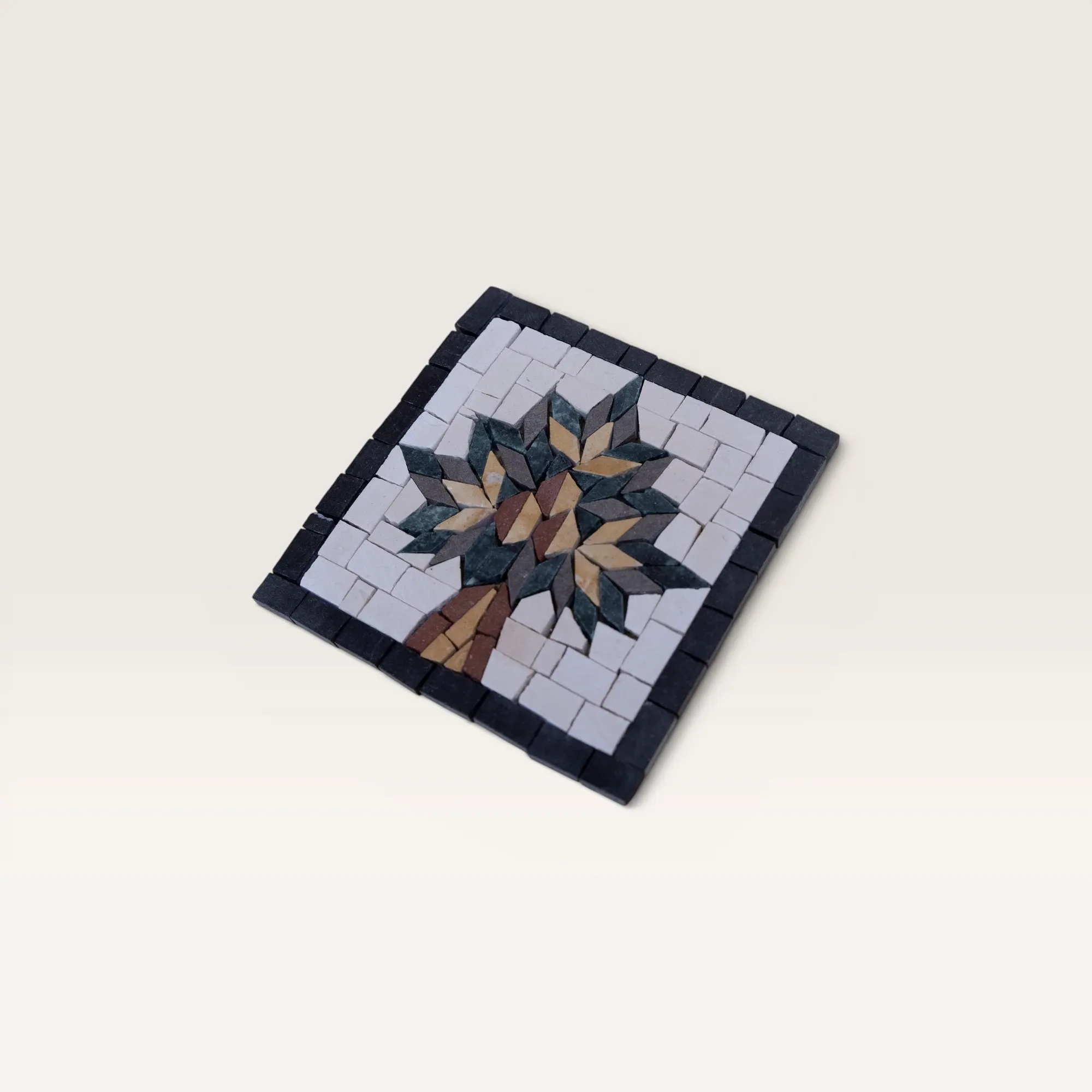 Handmade Square Tree of Life Mosaic with Charcoal Frame