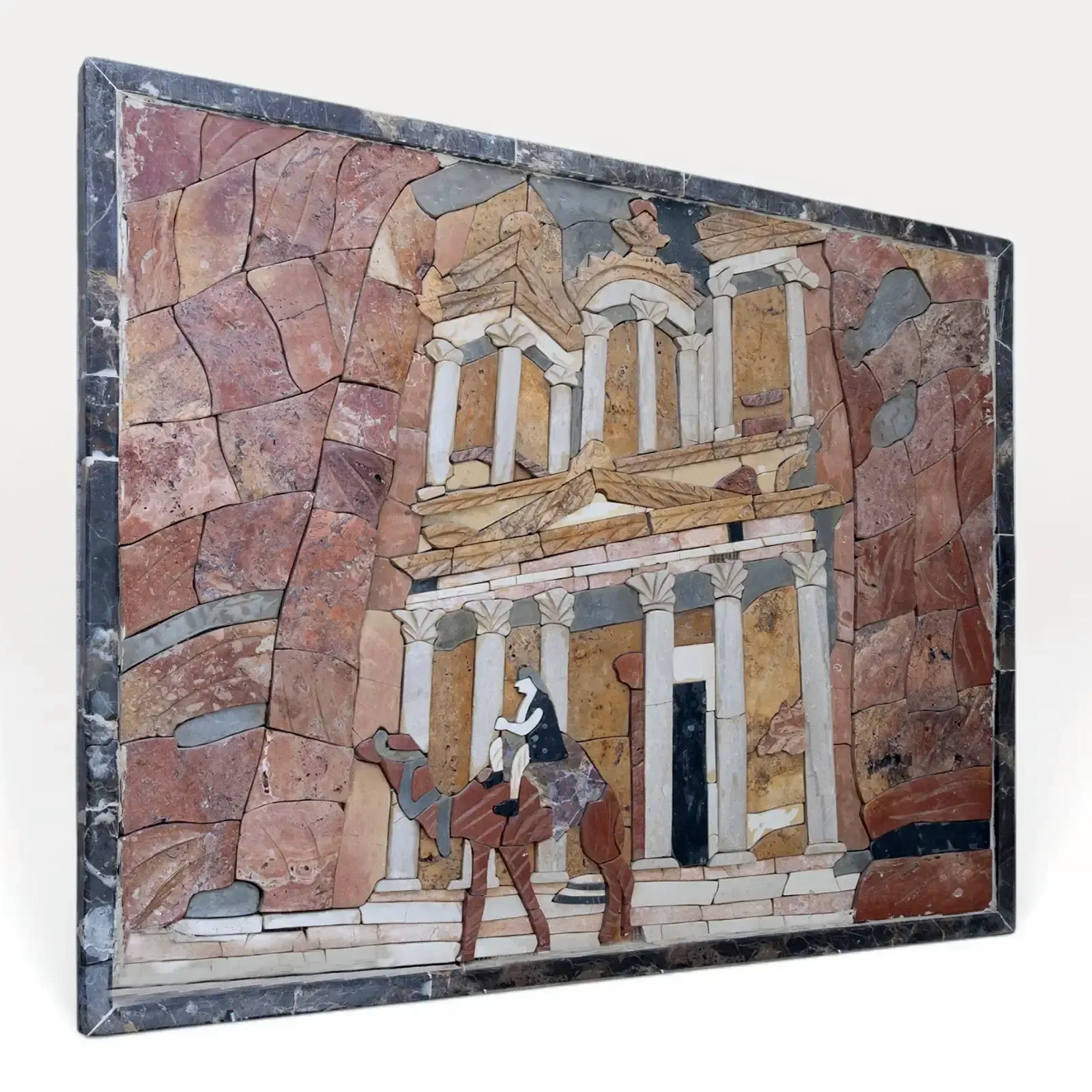 Handmade Large Petra Treasury Scene Stone Mosaic Wall Art