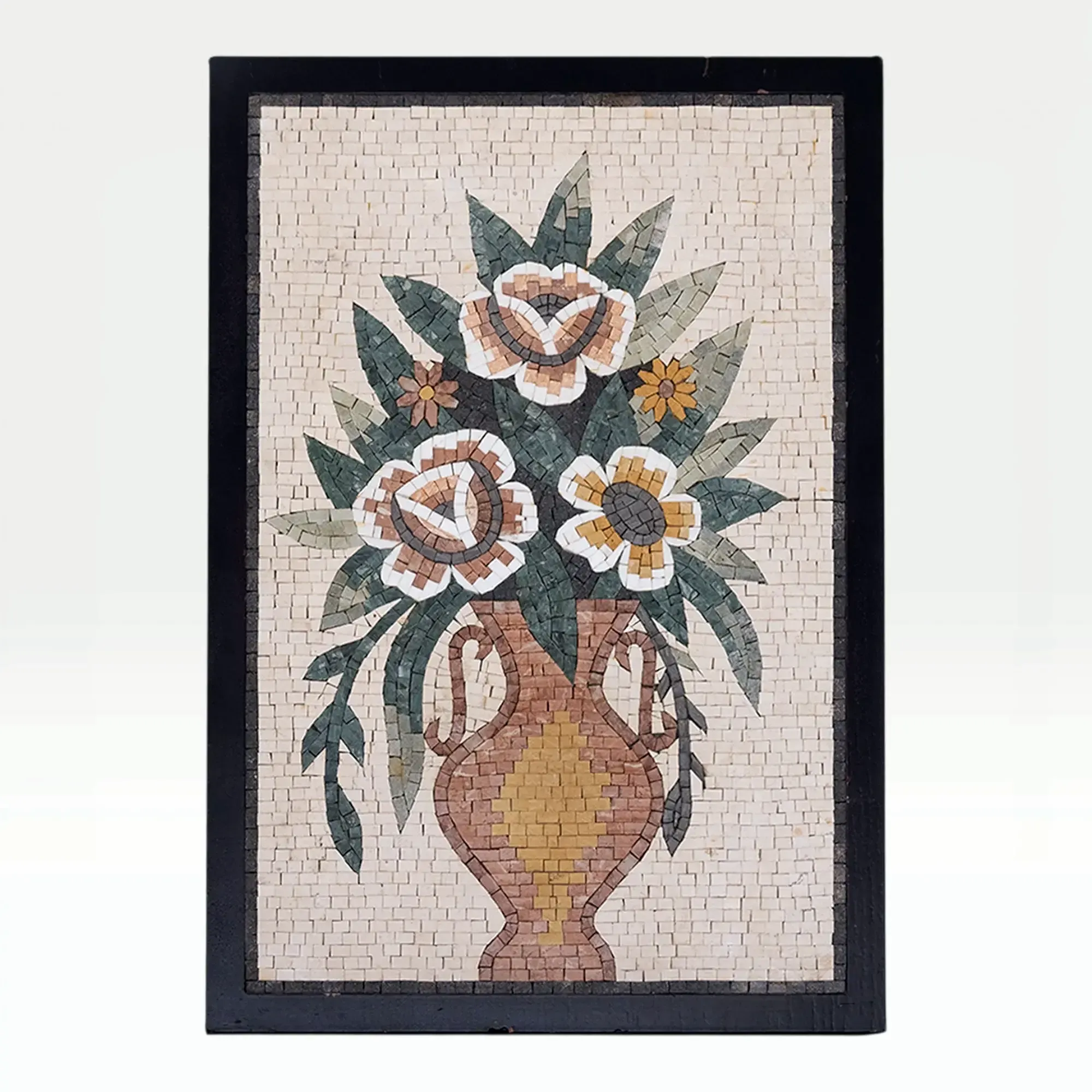Handmade Botanical Vase Stone Mosaic Wall Art