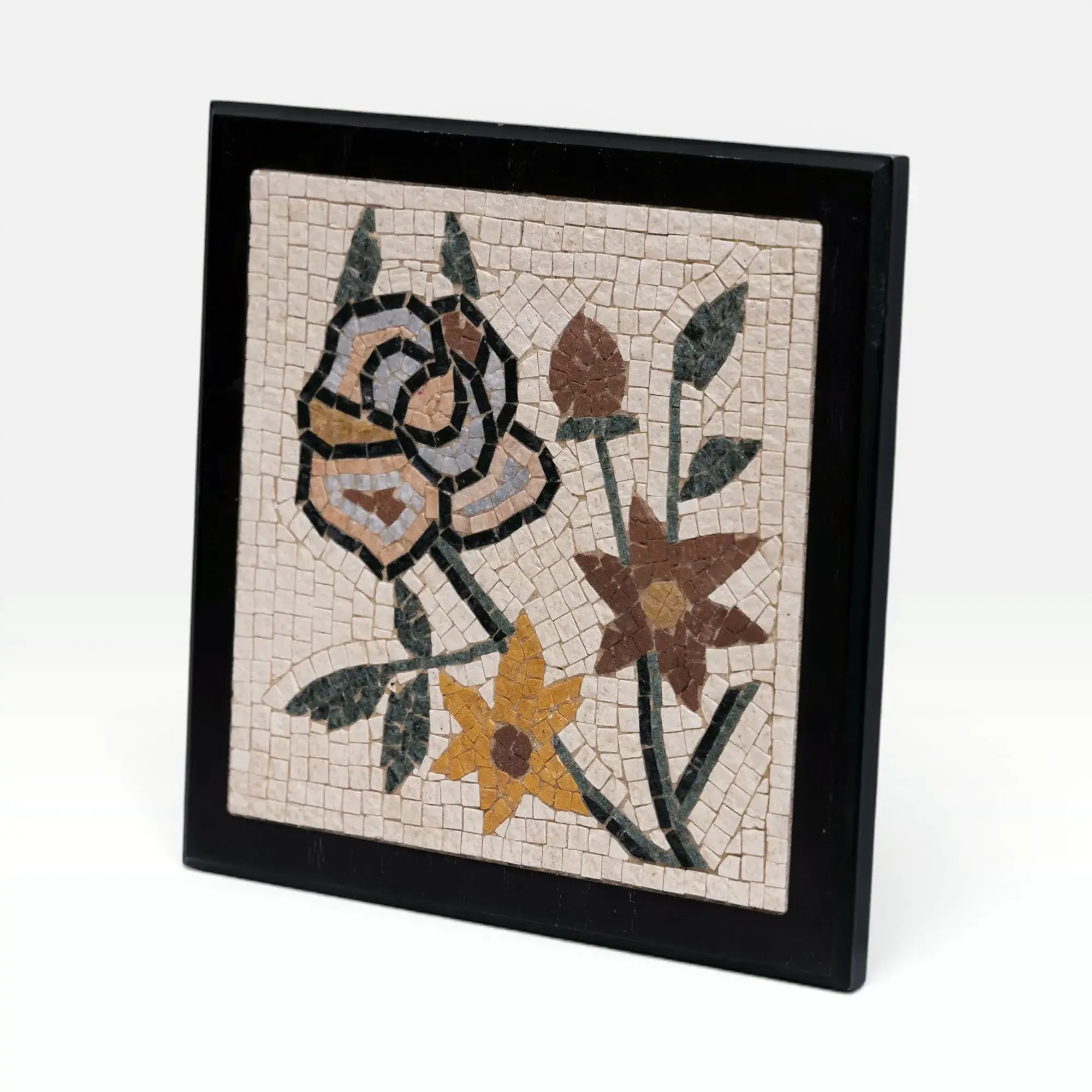 Handmade Floral Line Art Stone Mosaic Wall Art