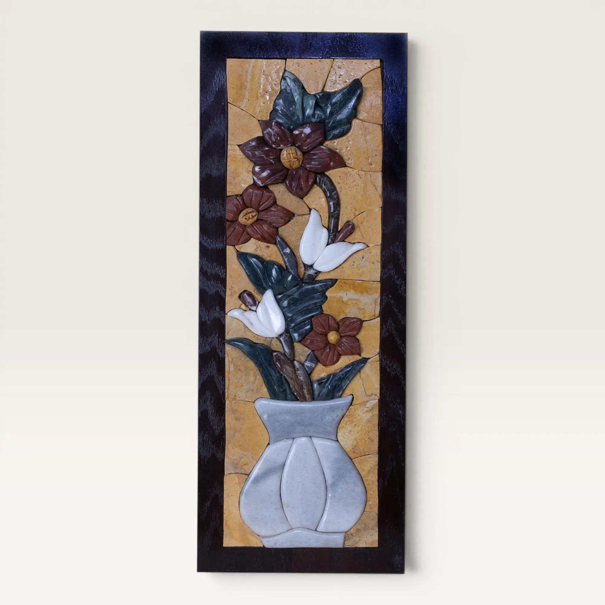 Handmade Floral Vase Stone Mosaic Wall Art