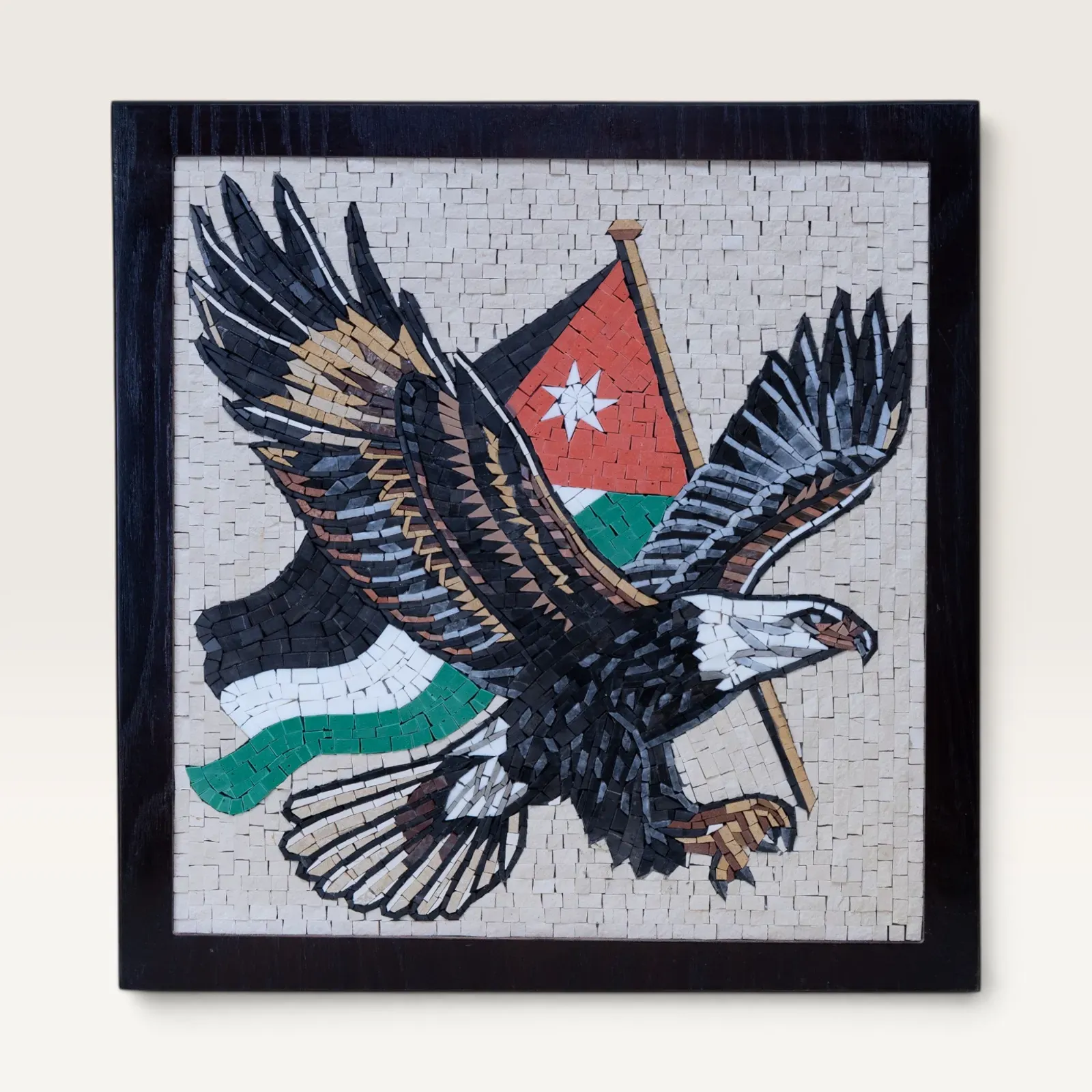 Handmade Jordan Flag and Eagle Stone Mosaic Wall Art