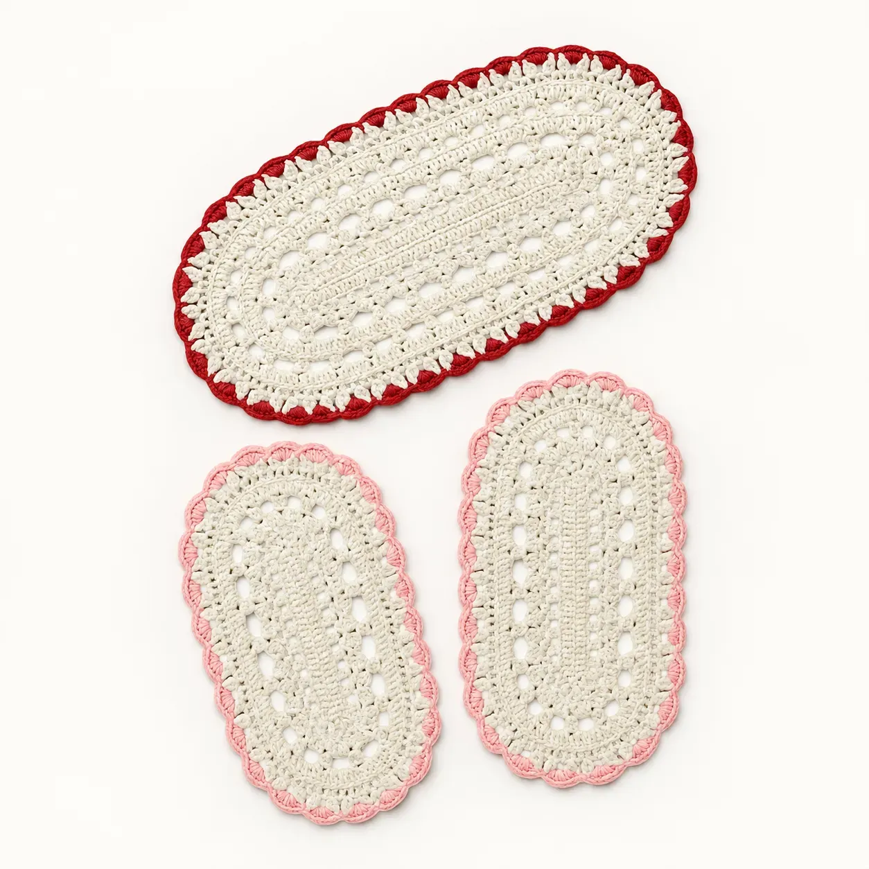 Oval Crochet Table Mat Set – 3 Pieces