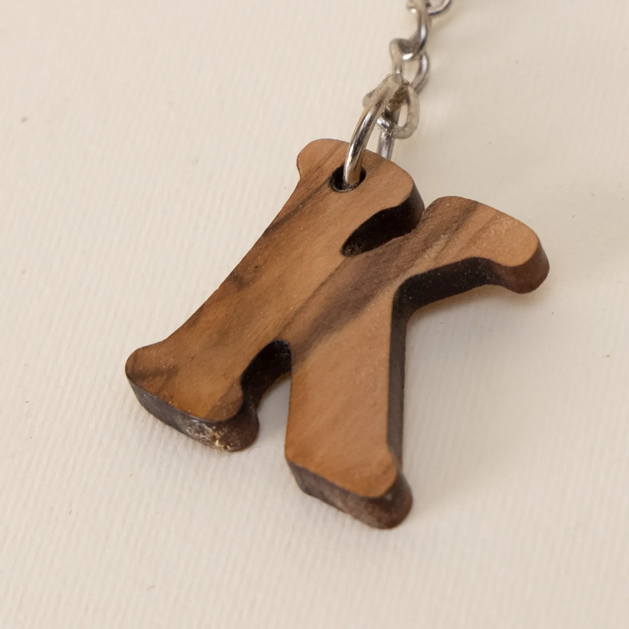 Rustic Wooden Initial K Keychain with Hand-Carved Letter Detail