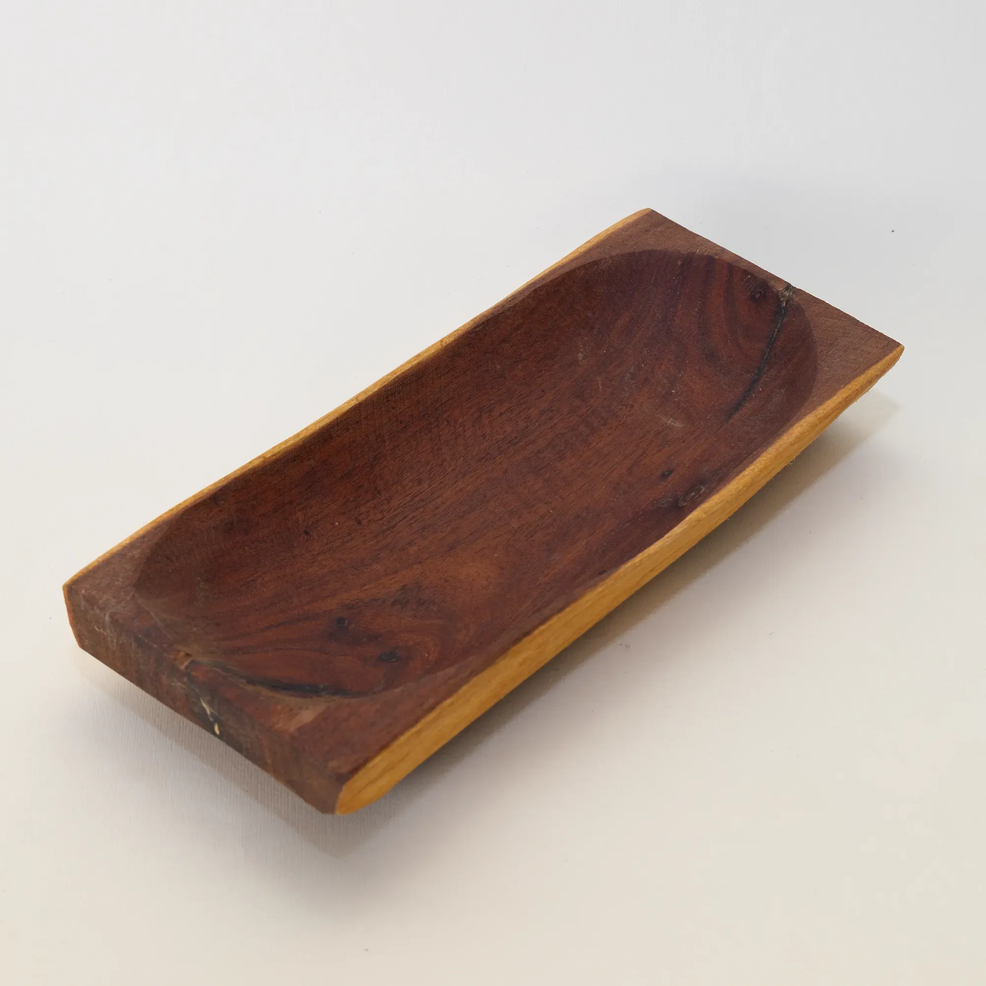Dark Olive Wood Rectangular Serving Tray with Raised Rim