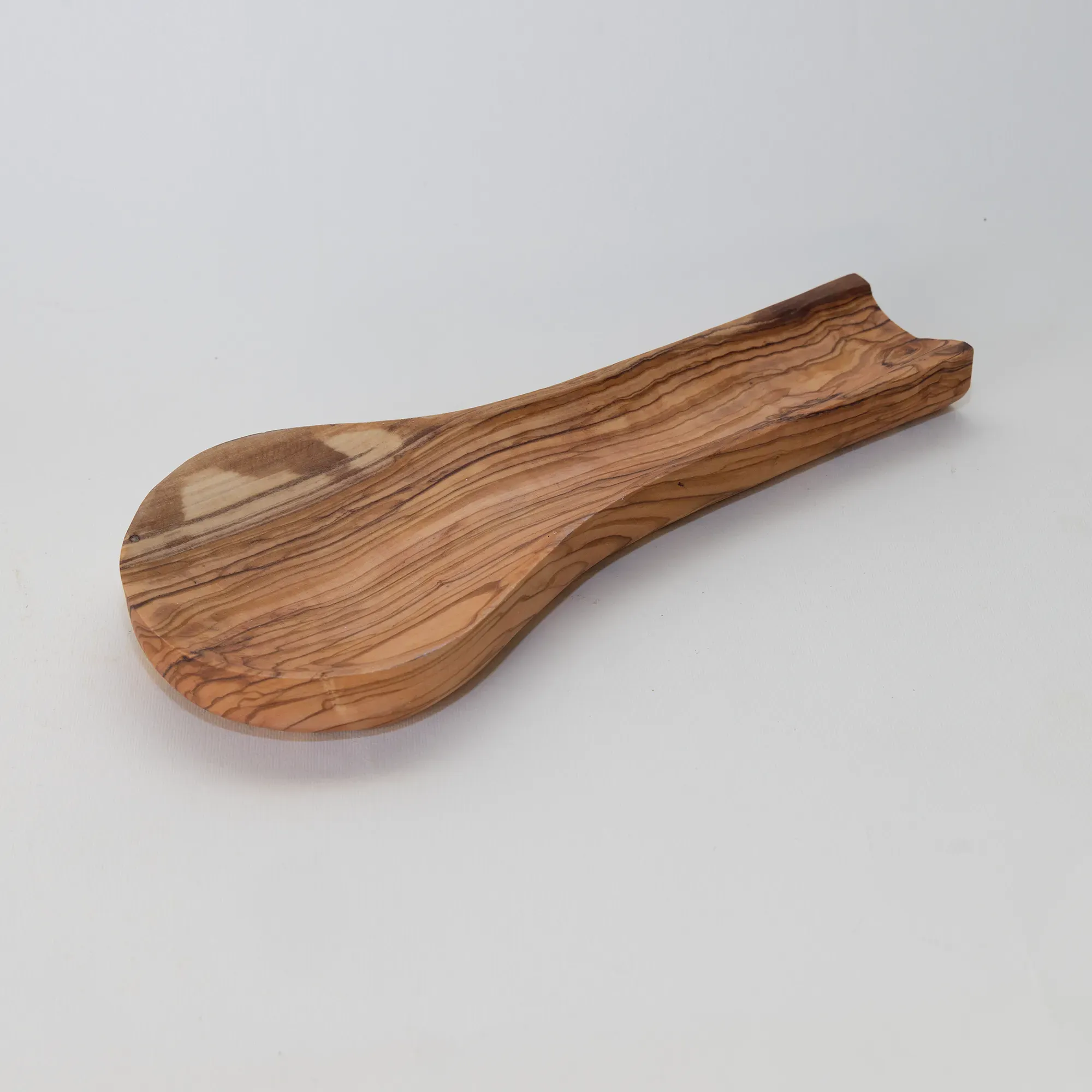 Spoon-Shaped Olive Wood Serving Board with Long Handle
