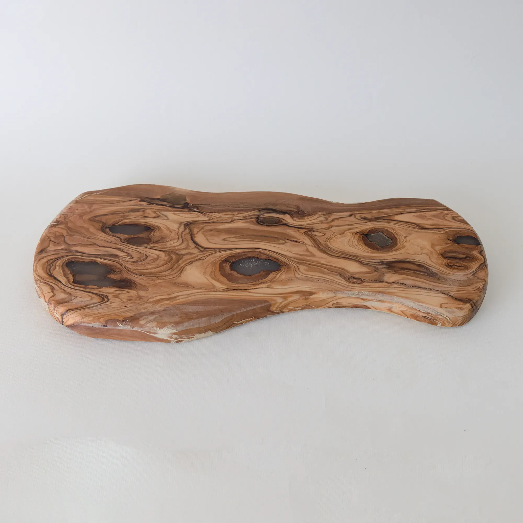 Rustic Wooden Serving Board with Natural Knots and Rounded Ends