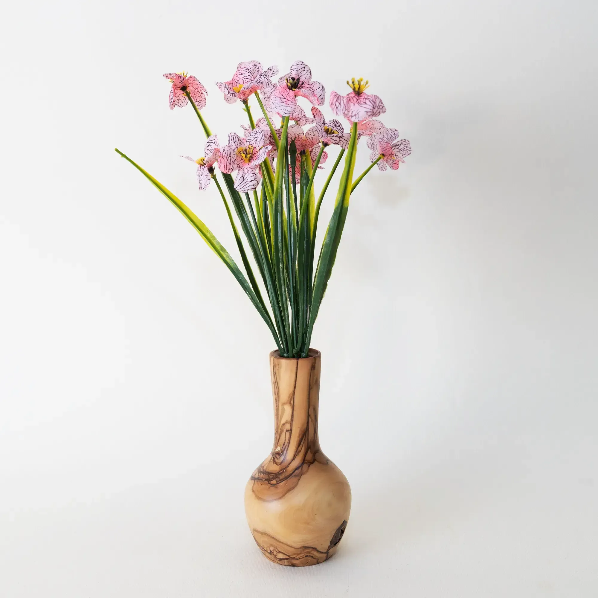 Tall Wooden Flower Vase with Rounded Base for Floral Stems