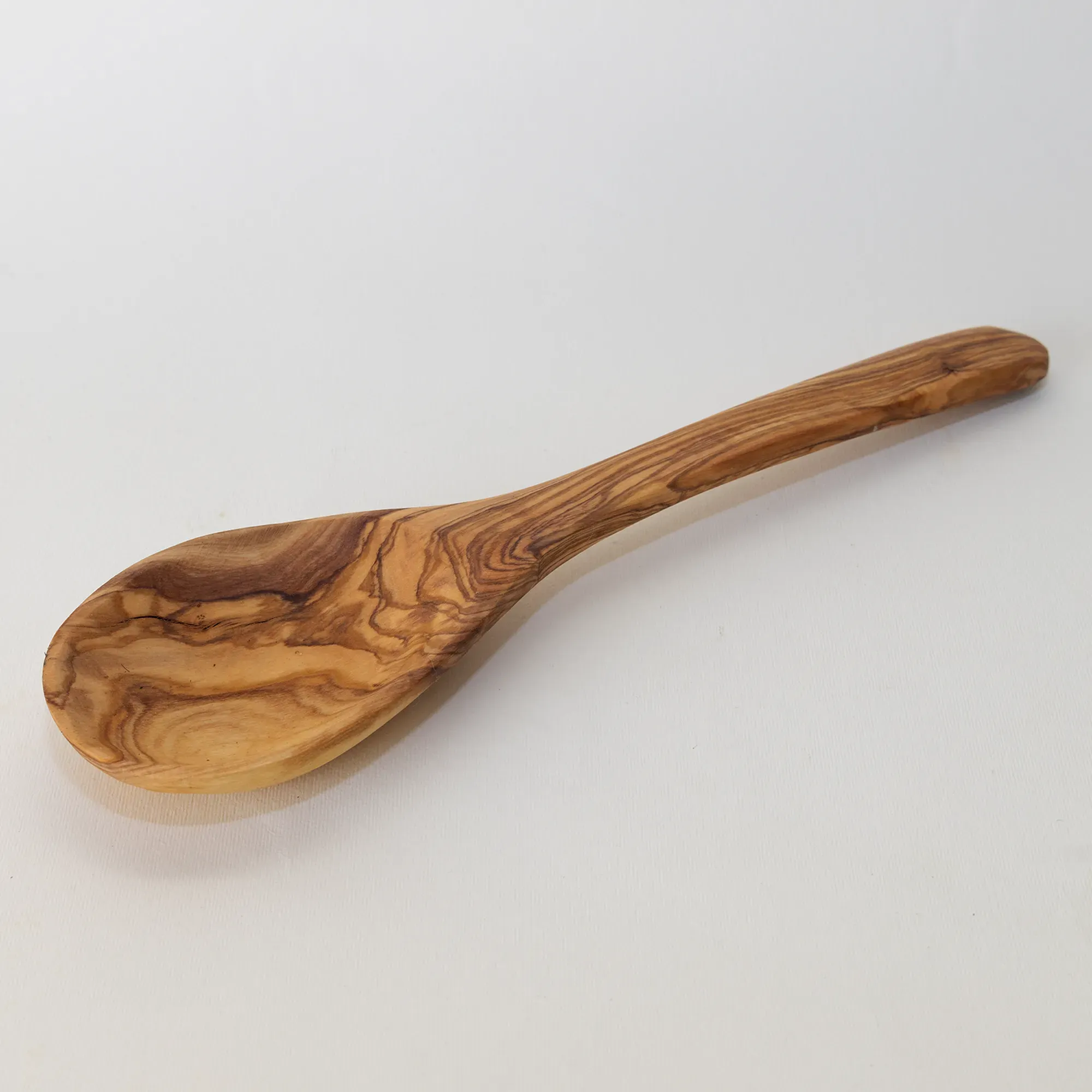 Hand-Carved Wooden Serving Spoon with Deep Rounded Bowl