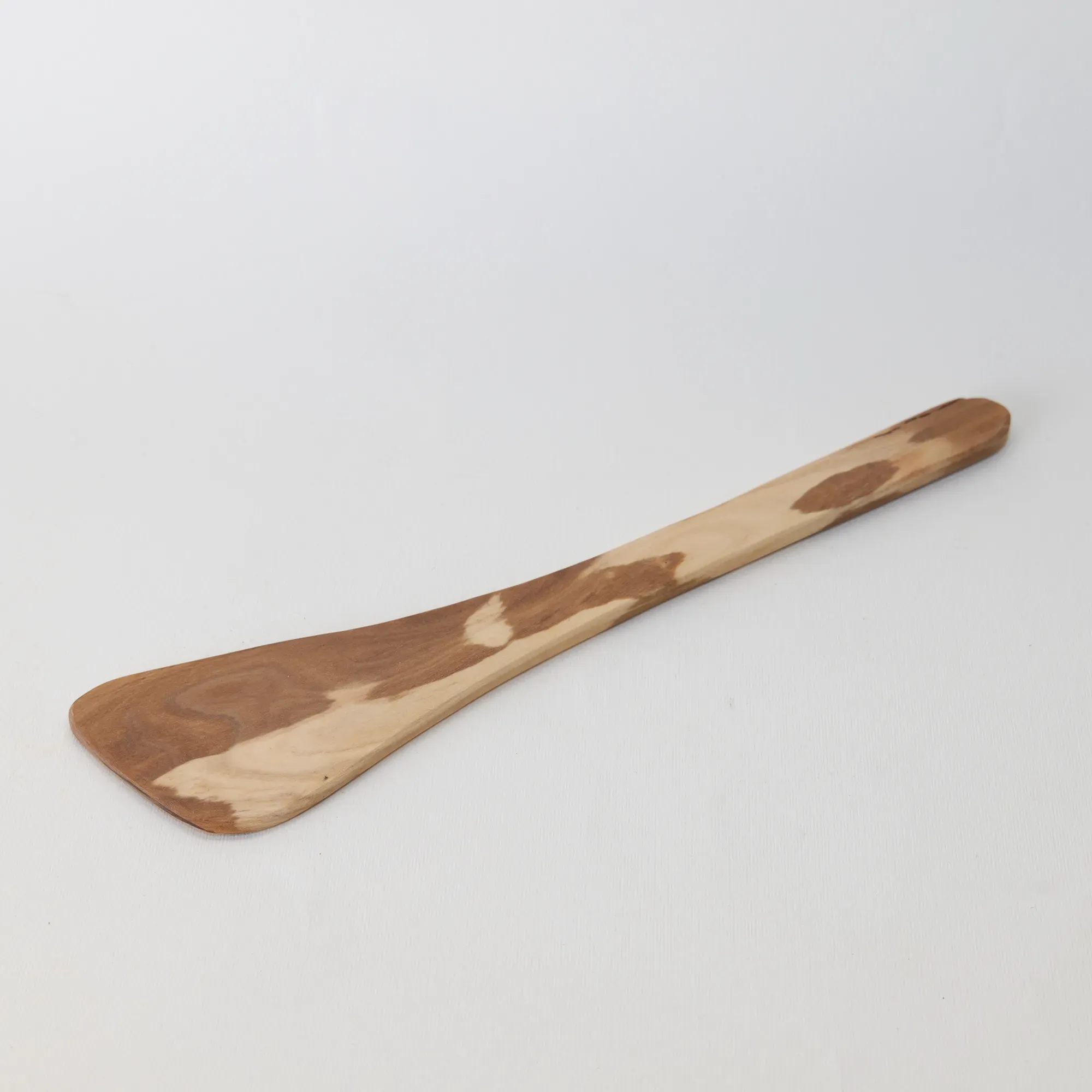 Handcrafted Flat Wooden Cooking Spatula with Two-Tone Grain