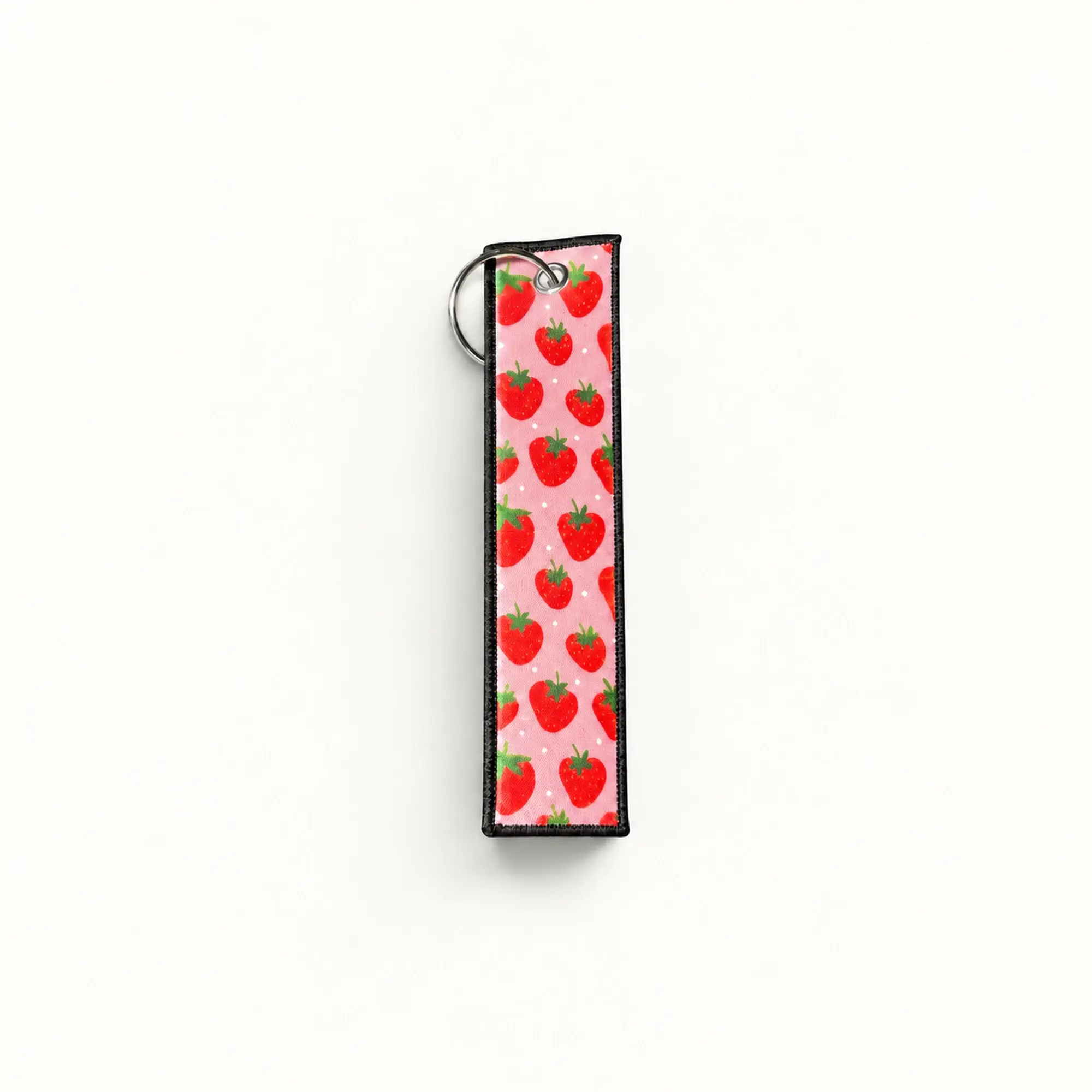 Personalized Strawberry Pattern Fabric Key Fob