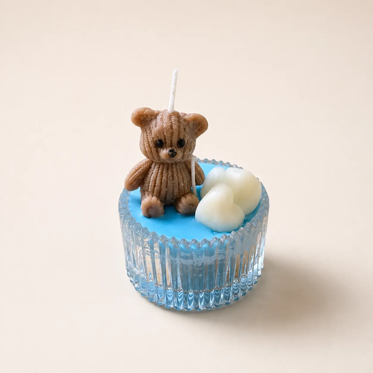 Handmade Blue Bear Cup Candle for Baby Shower Favors - 80g