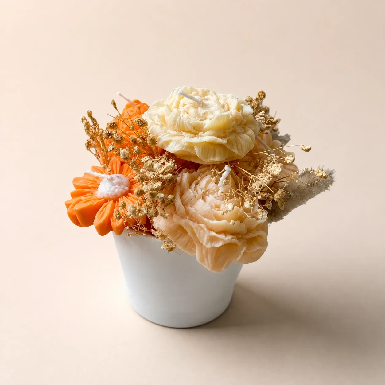 Handmade Flower Bouquet Candle Arrangement with Dried Flowers - 200g