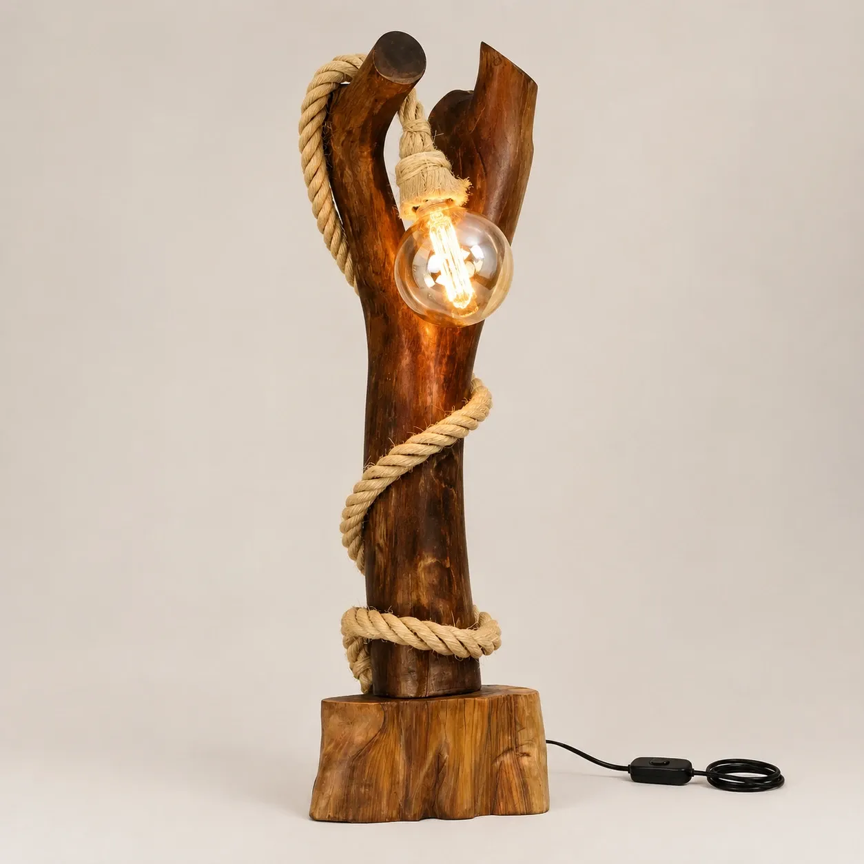 Handmade Rustic Branch Table Lamp – Rustic Ghosn Design with Warm Light