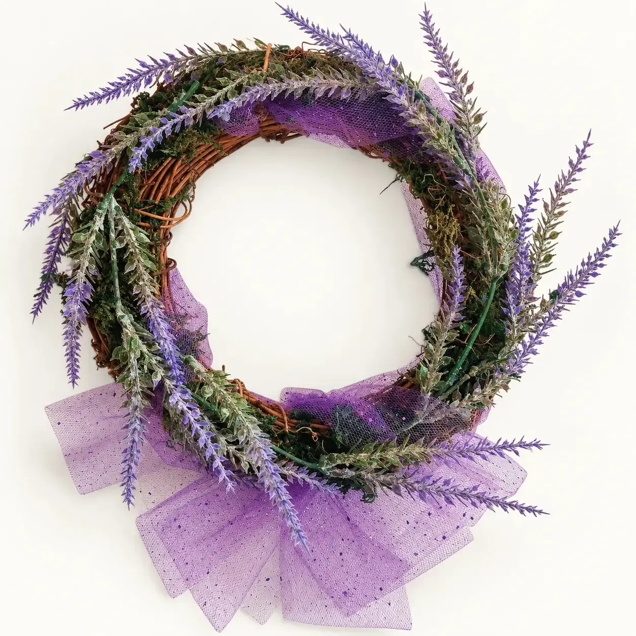 Lavender Floral Natural Twig Wreath