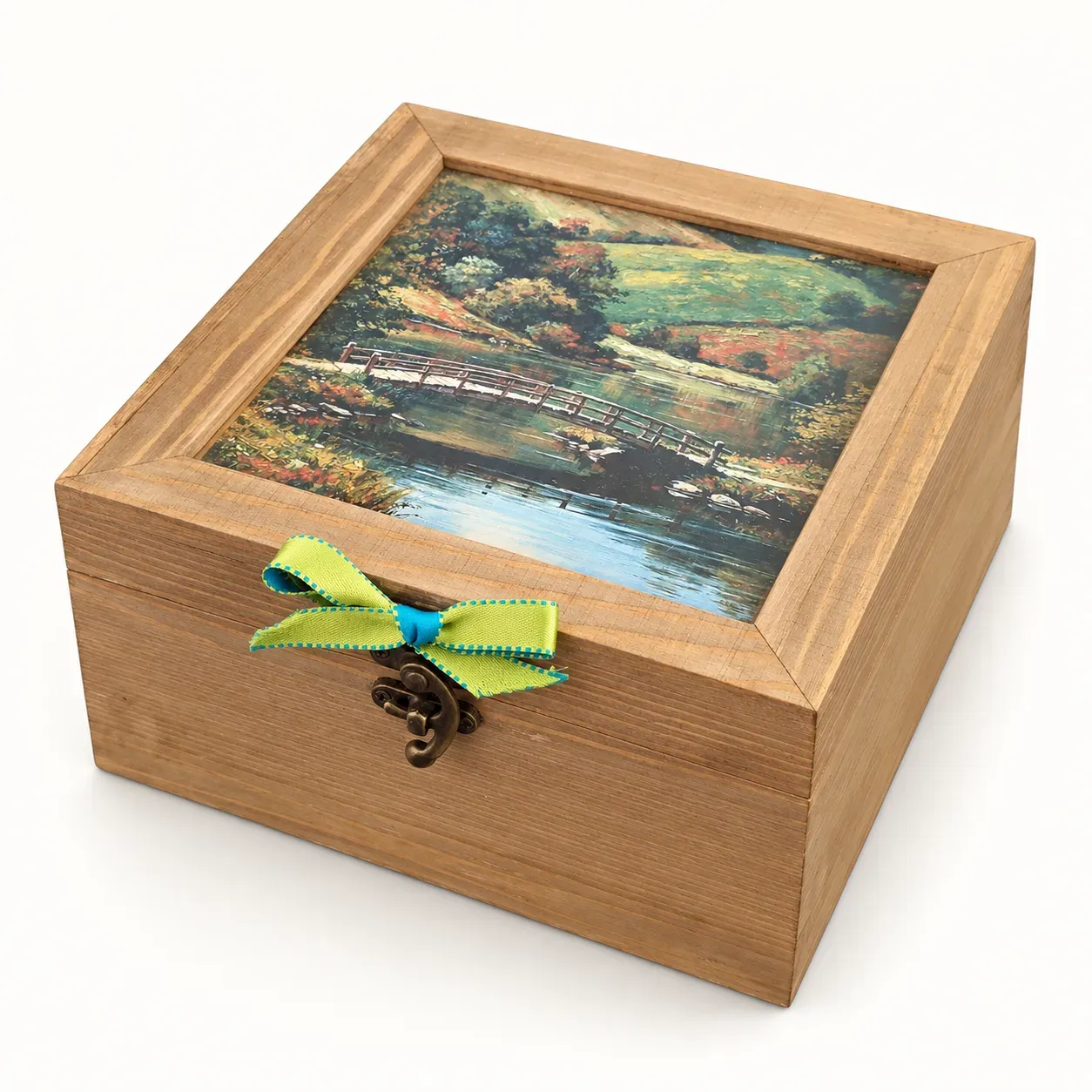 Handmade Landscape Wooden Keepsake Box