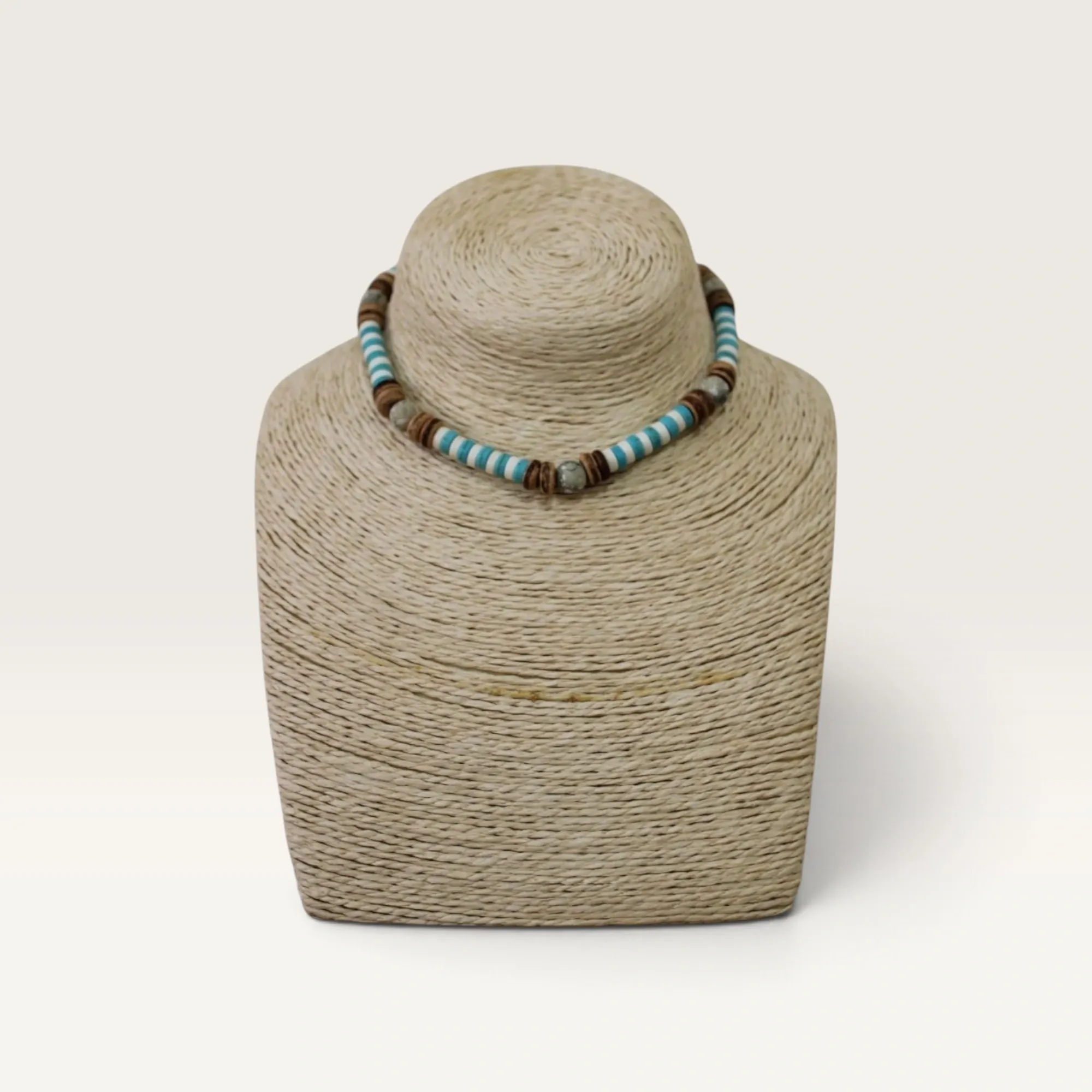 Turquoise and Brown Beaded Handmade Necklace Handmade and Adjustable