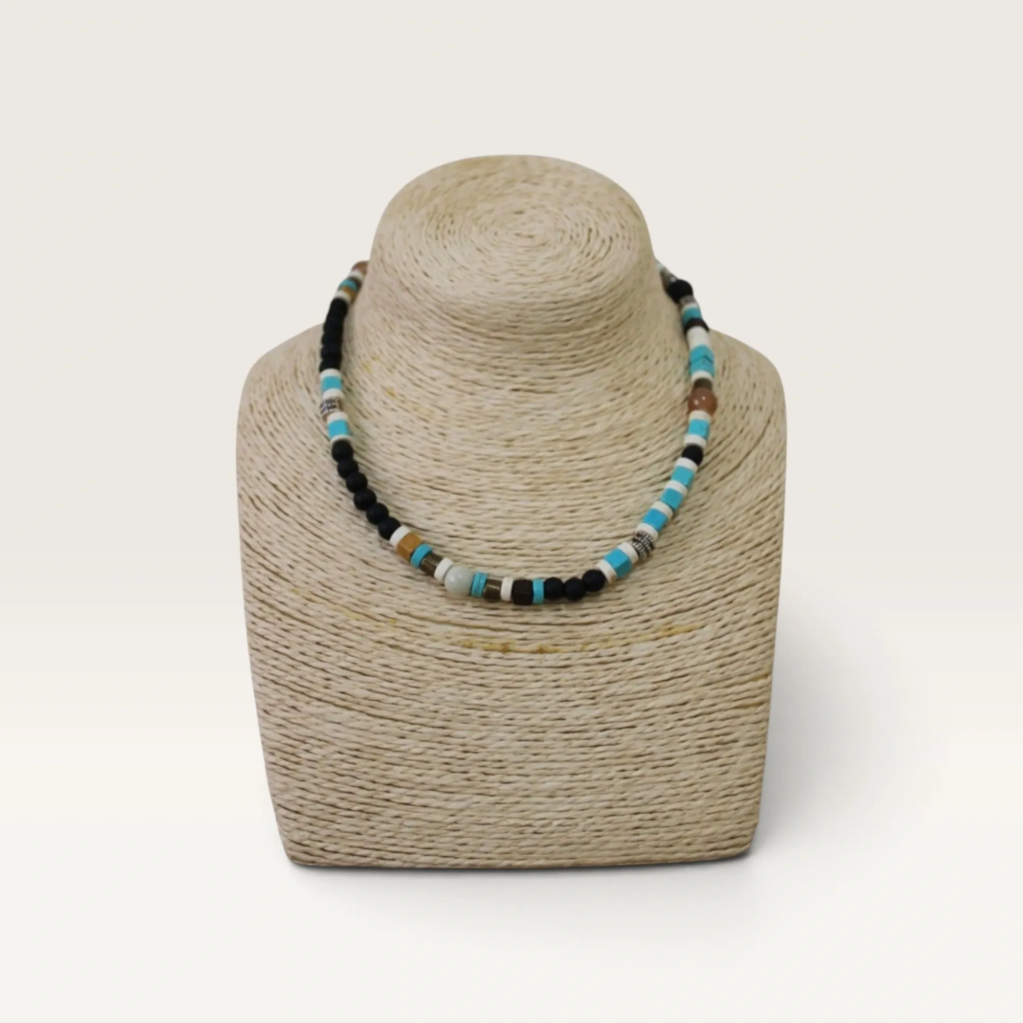Black and Turquoise Beaded Handmade Necklace Handmade and Adjustable