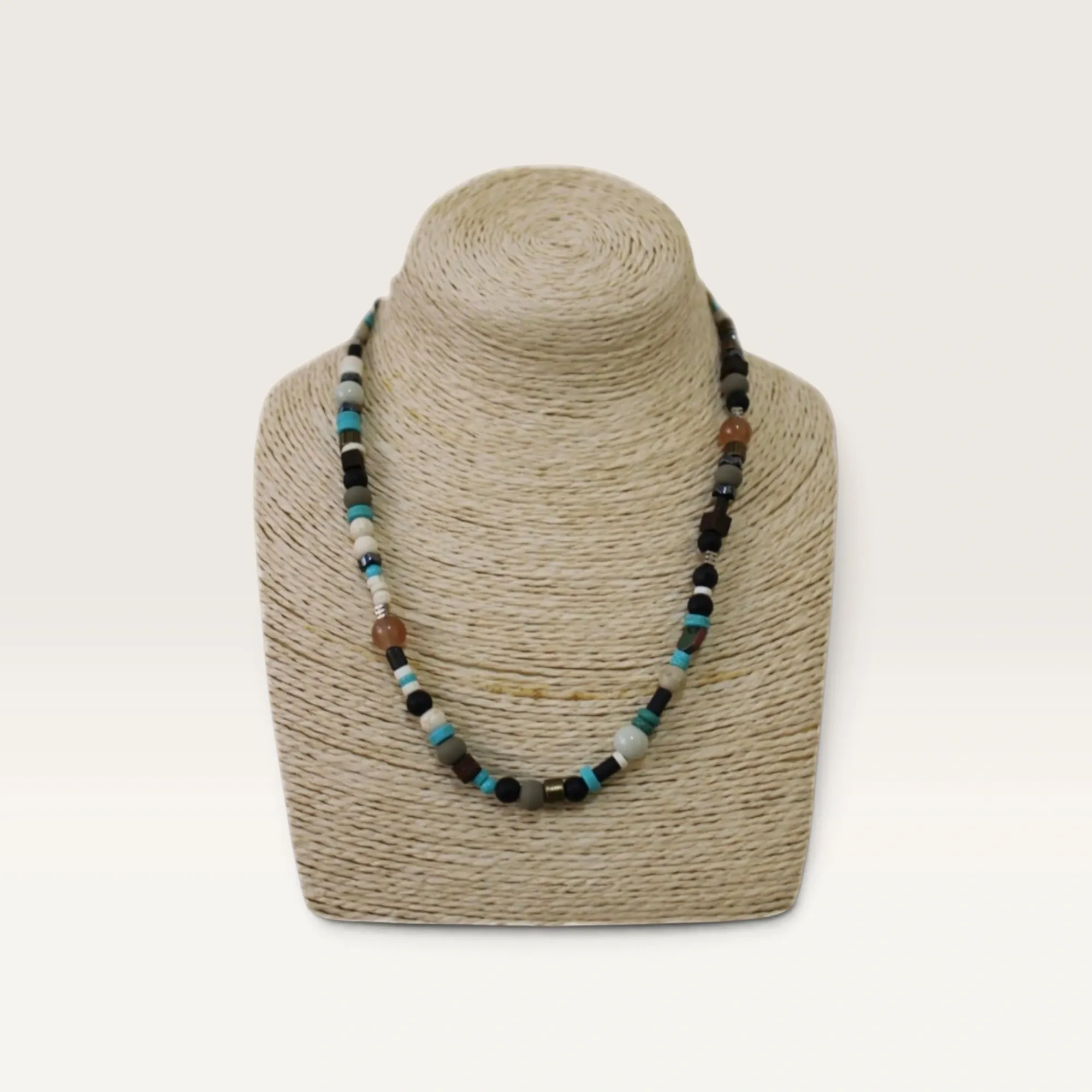 Black Turquoise and Brown Beaded Handmade Necklace
