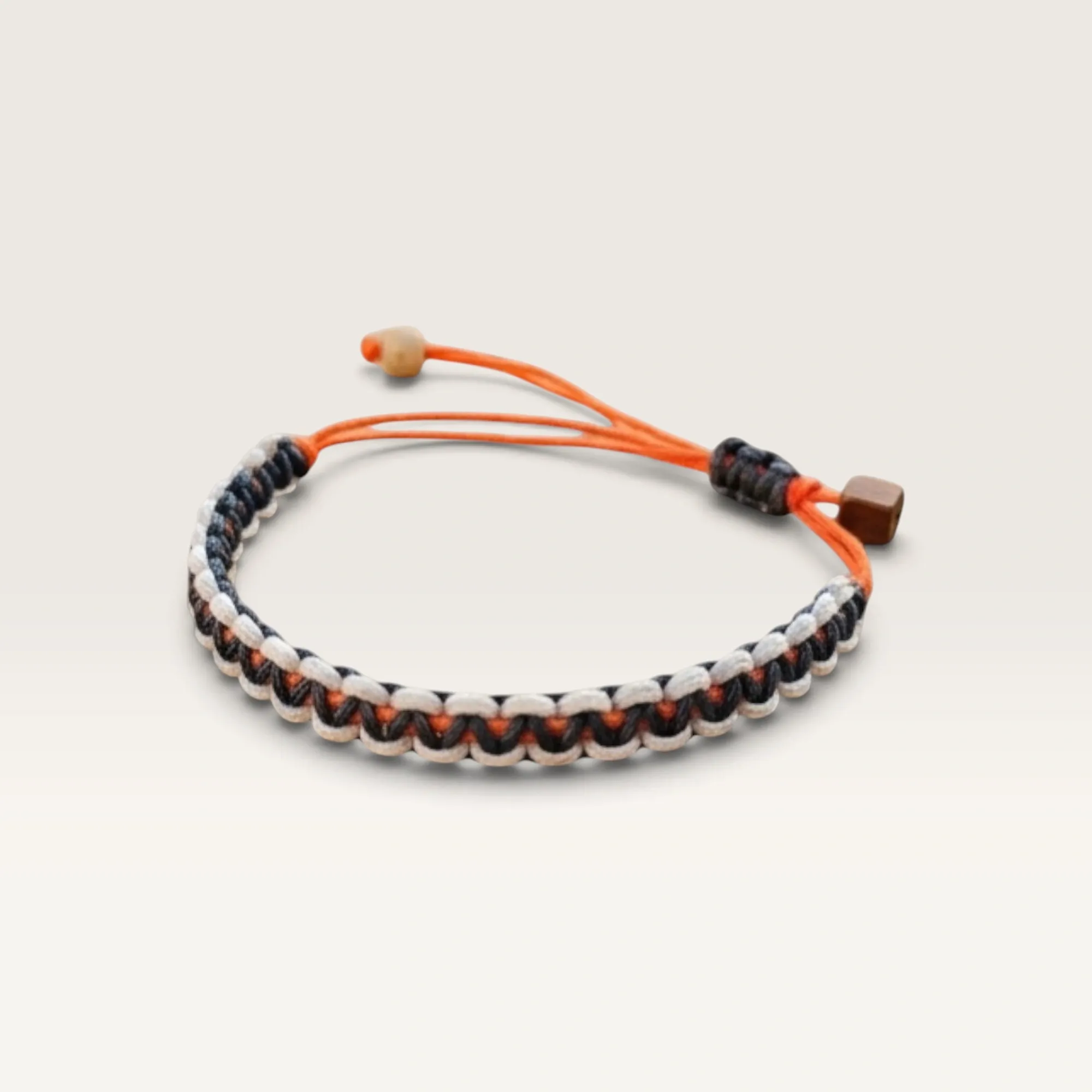 Navy Red and White Braided Adjustable Cord Bracelet