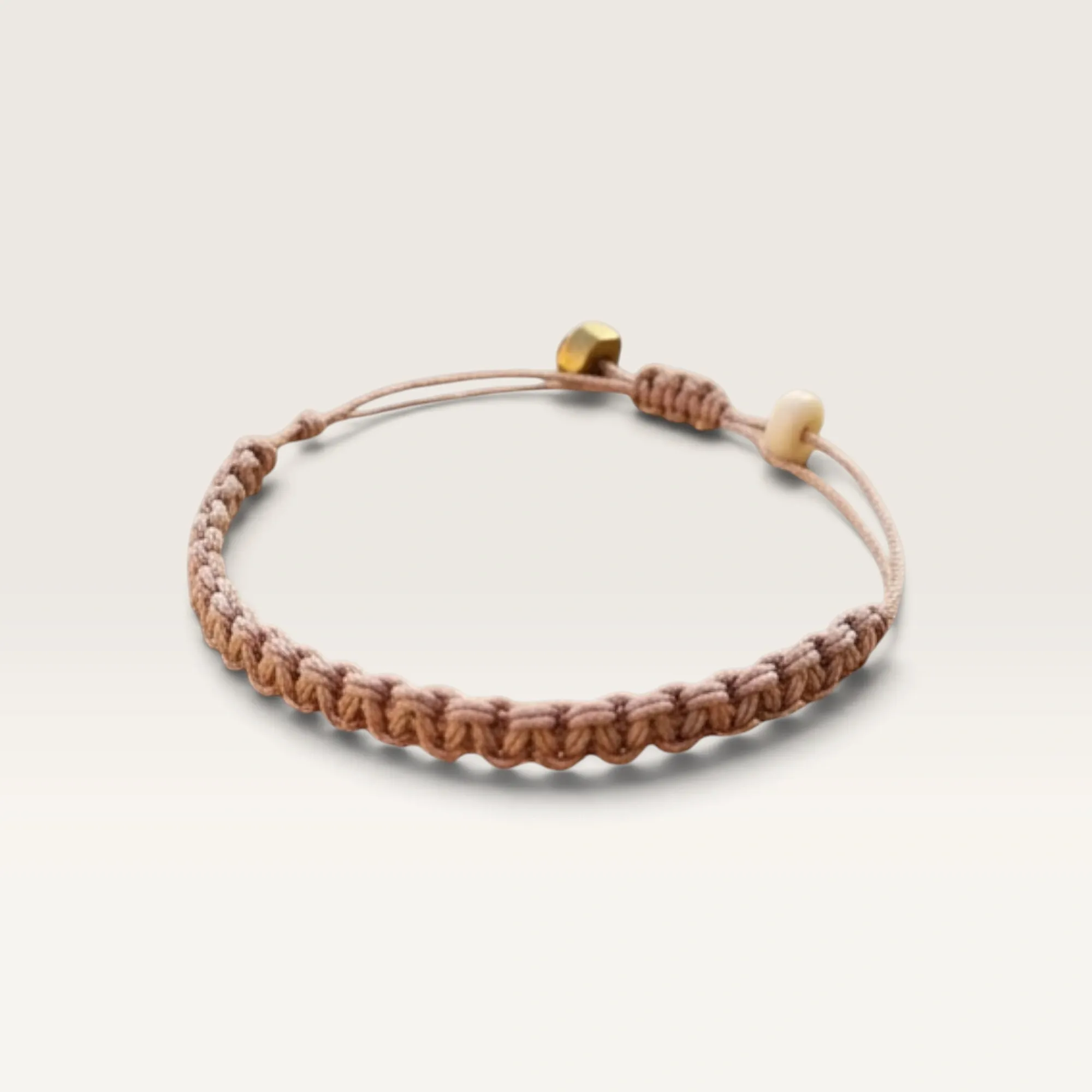 Beige and Brown Braided Adjustable Cord Bracelet