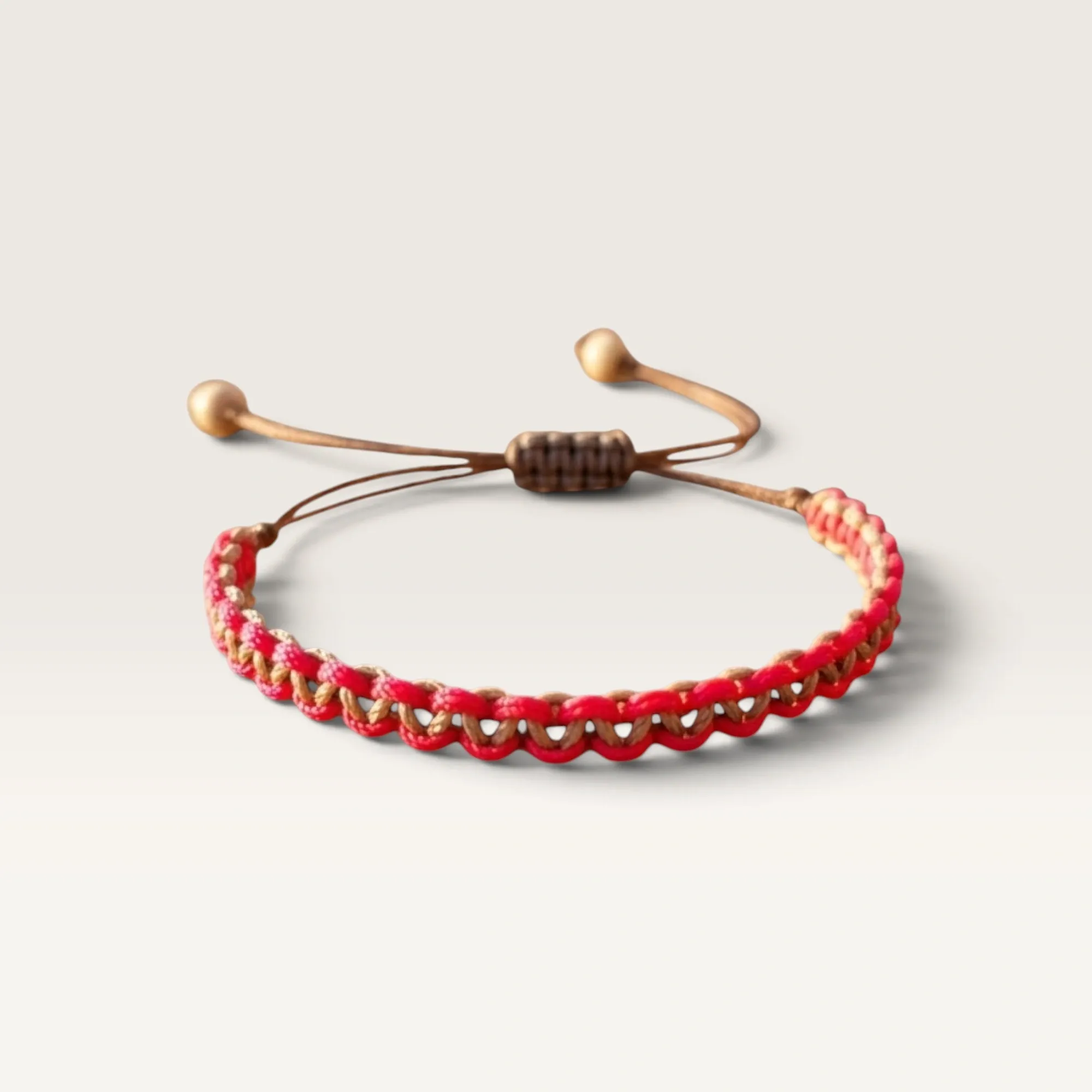 Pink and White Braided Adjustable Cord Bracelet with Adjustable Fit